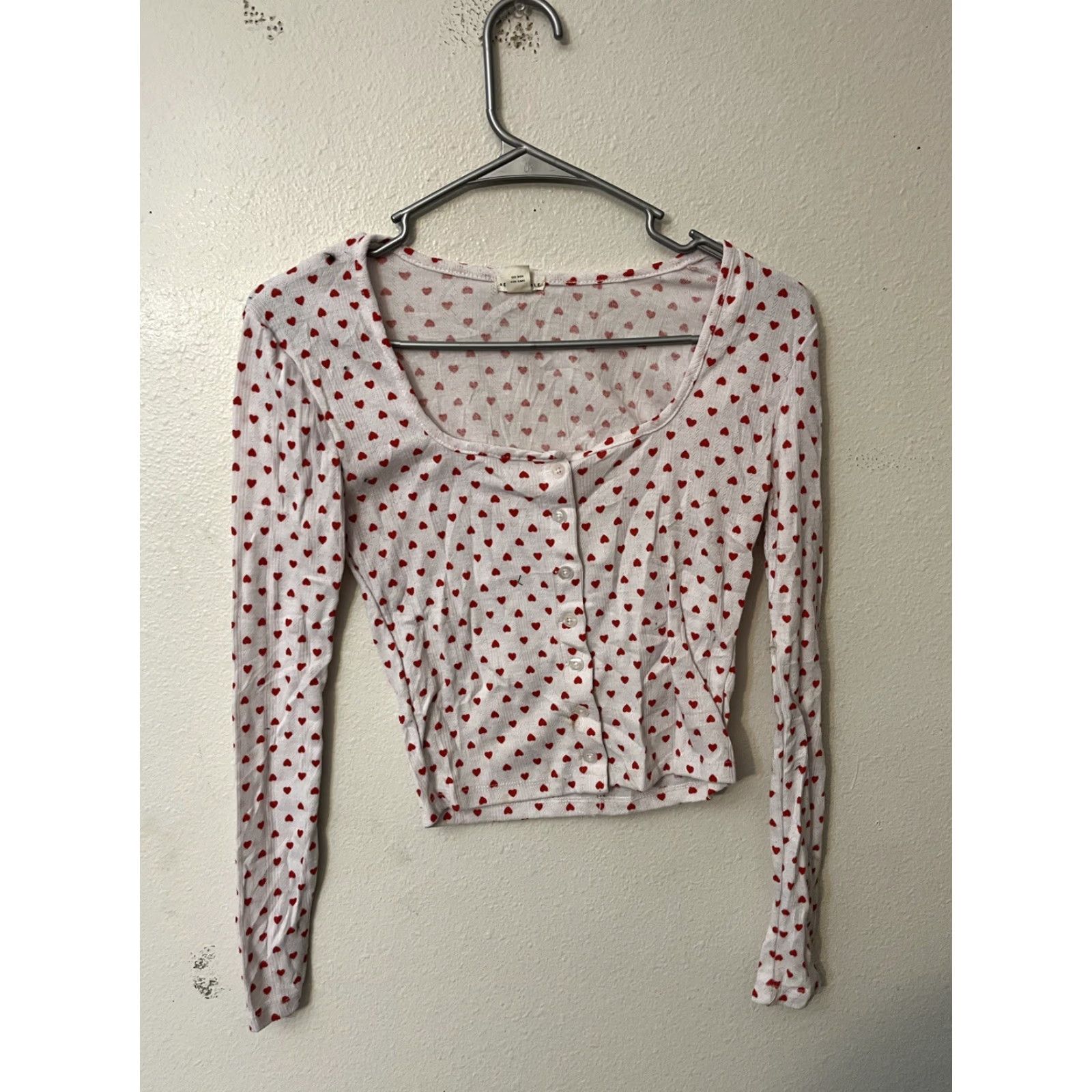 Aeropostale WOMENS Aeropostale White Hearts Square Neck Button-Front Cardigan ~ EUC ~ S Size S / US 4 / IT 40 - 6 Thumbnail
