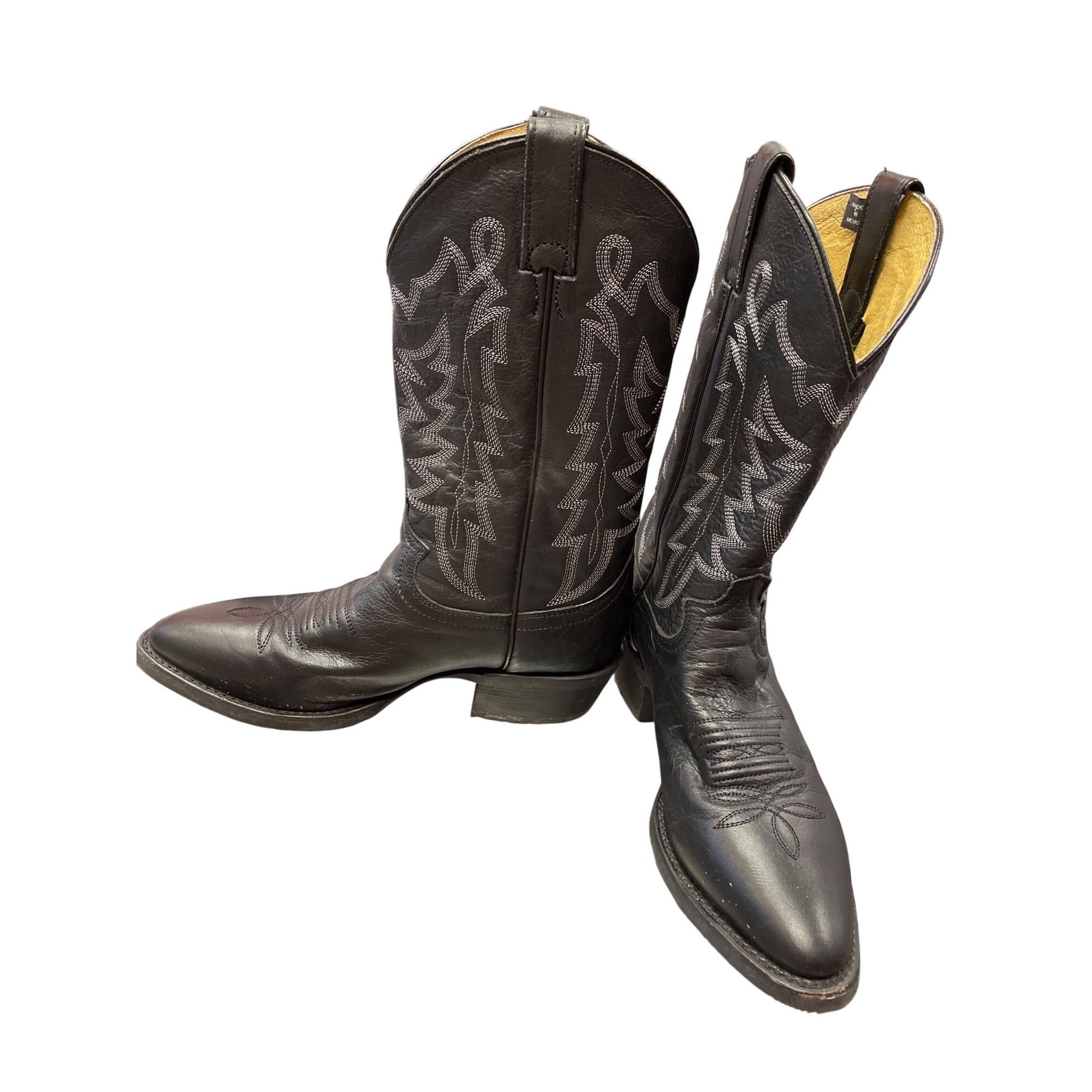Justin Justin Mens black leather western mid calf boots sz 9.5D SKU Size US 9.5 / EU 42-43 - 2 Thumbnail