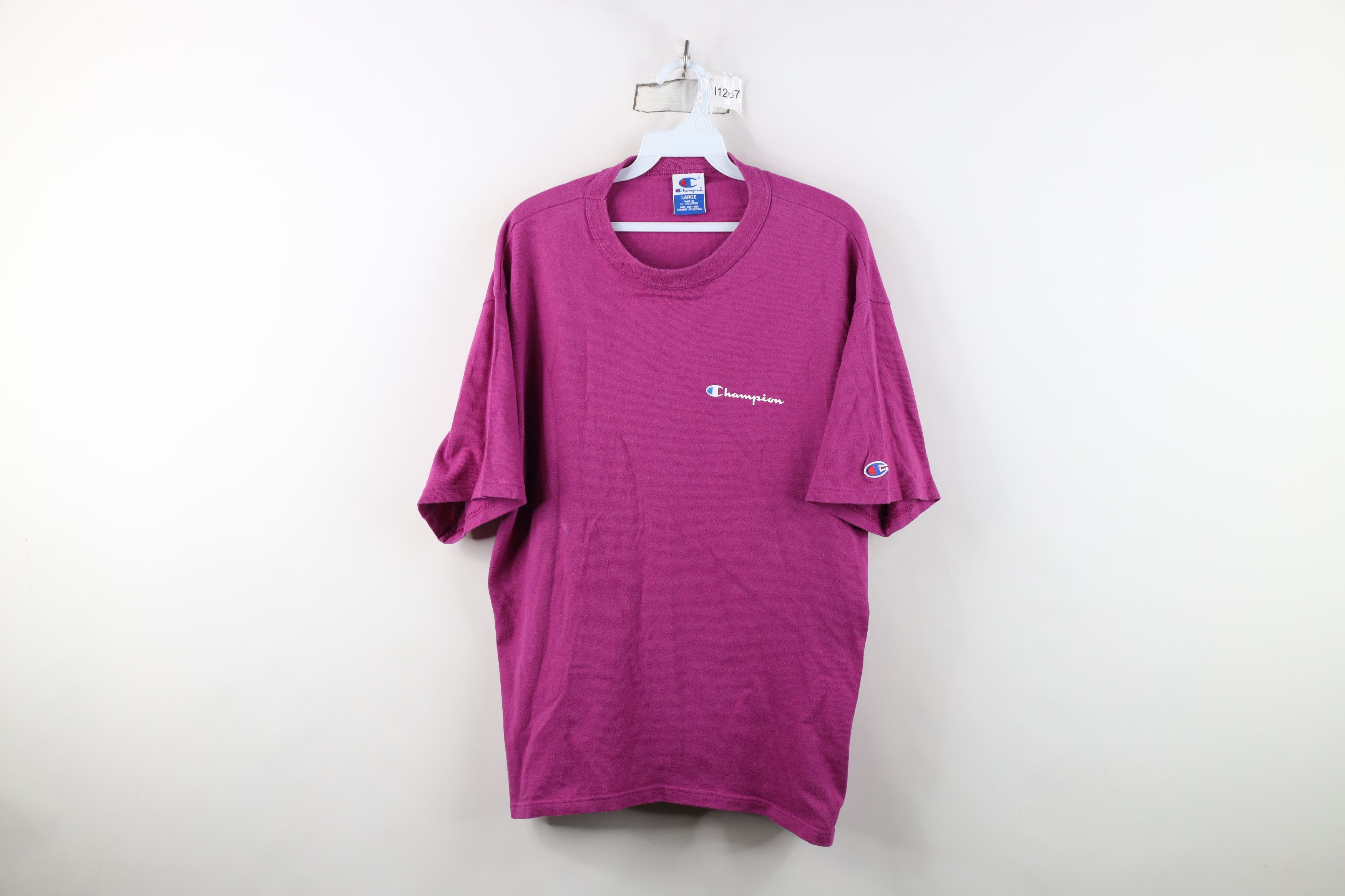 Champion Vintage 90s Champion Spell Cotton Jersey Knit T-Shirt Pink Size US L / EU 52-54 / 3 - 1 Thumbnail