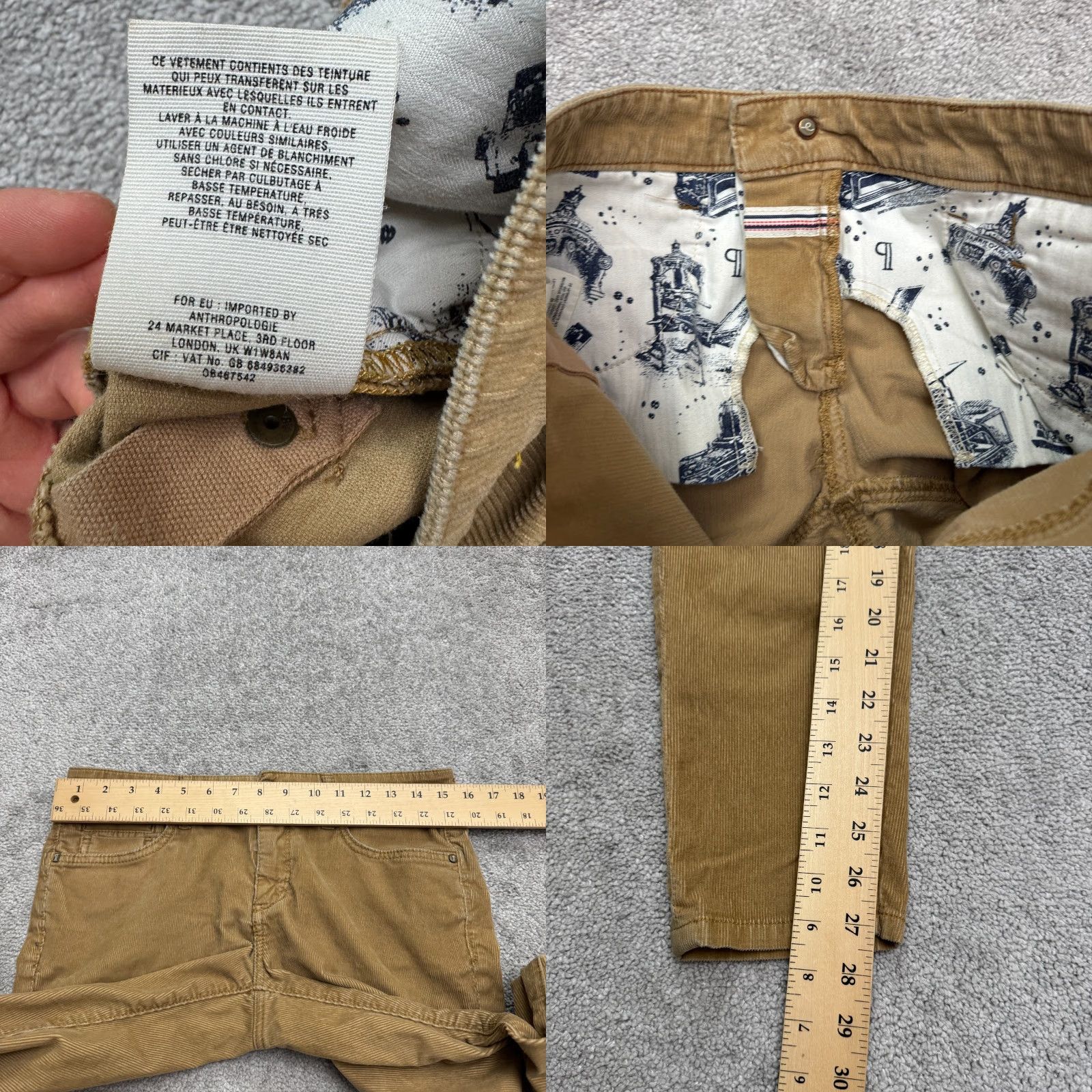 Vintage Pilcro And The Letterpress Stet Corduroy Pants Womens 28 Camel Brown Stretch Size 28" / US 6 / IT 42 - 9 Thumbnail