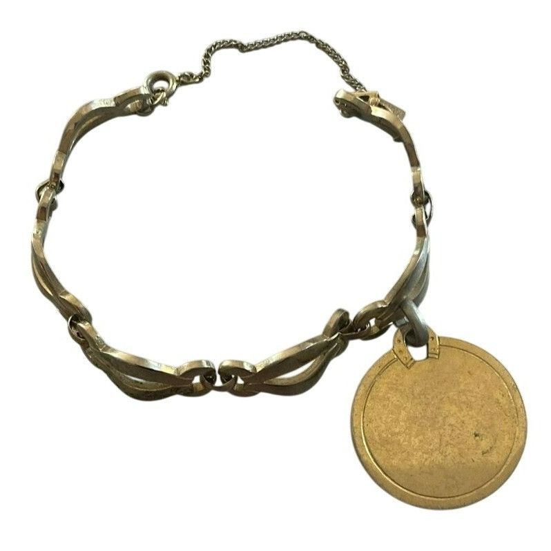 Monet Vintage Monet Gold-Tone Charm Bracelet With Large Round Pend Size ONE SIZE - 5 Thumbnail