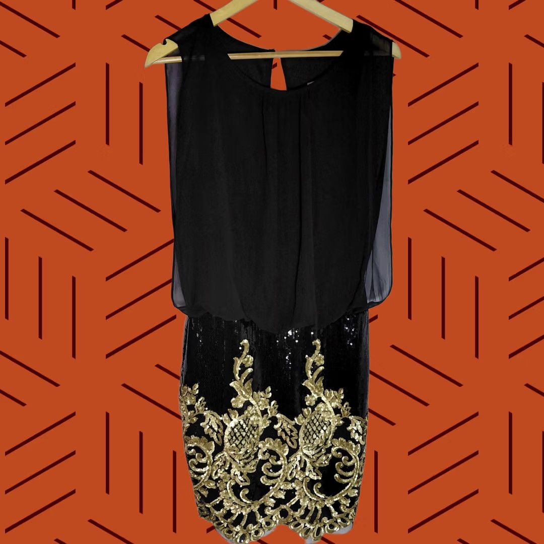 Vintage Rubber Ducky Productions Embroidered Dress Black Knee Length Knit Size S Size S / US 4 / IT 40 - 1 Thumbnail