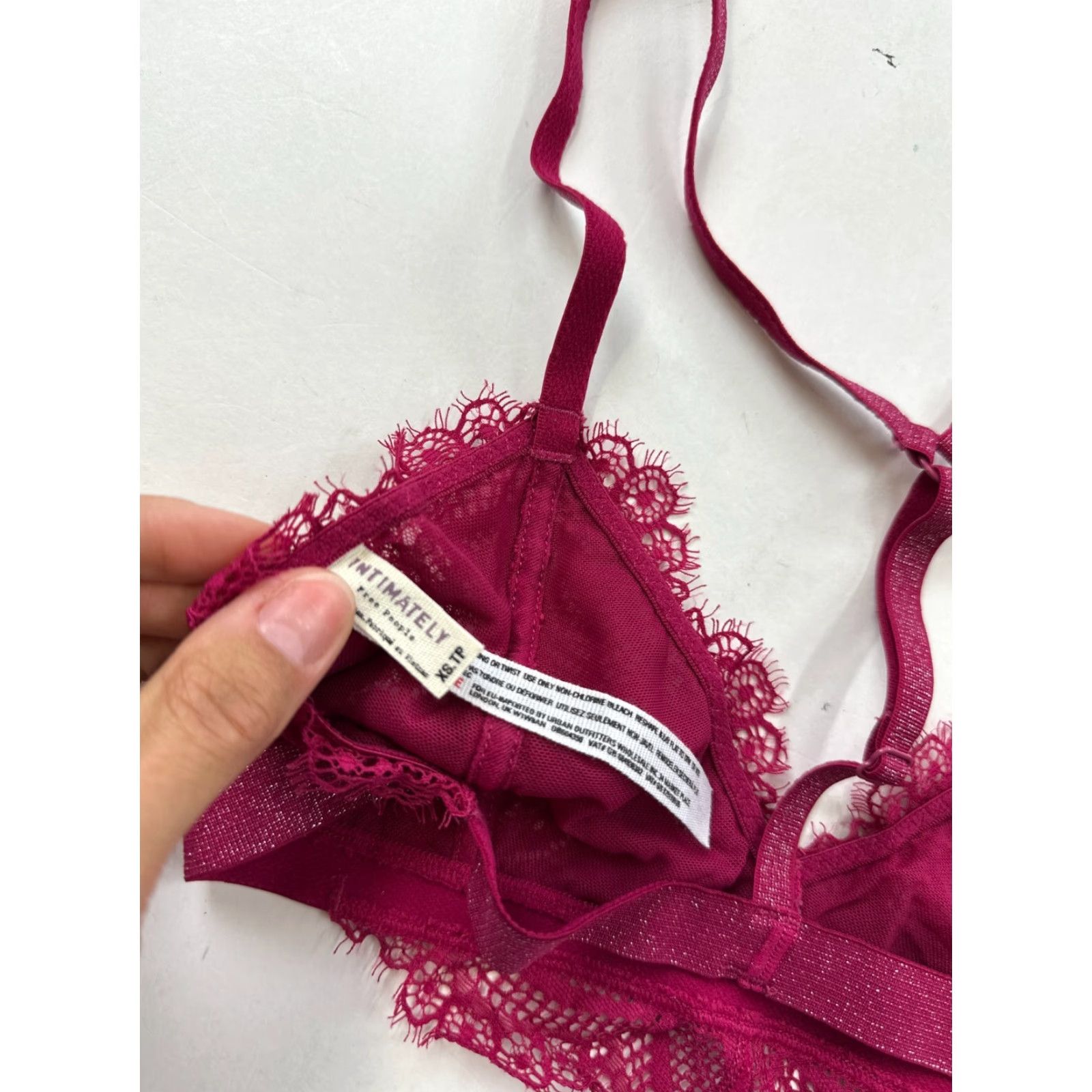 Free People Free People Bra Womens XS Pink Bralette Eyelash Lace Adjustable Strap Size ONE SIZE - 4 Thumbnail