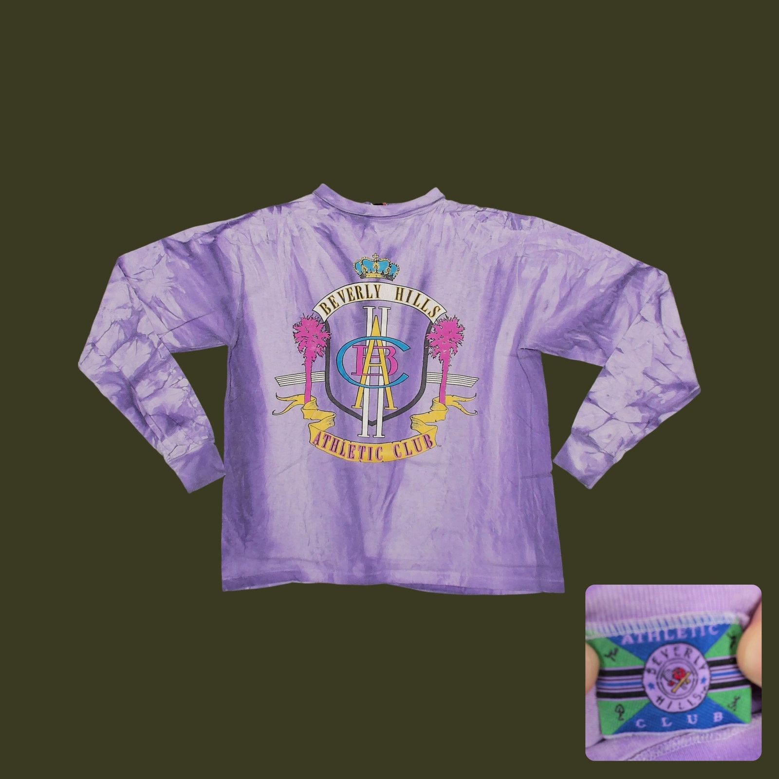 Vintage 90s Beverly Hills Athletic Club Single Stitch Tie Dye L/S Size L / US 10 / IT 46 - 1 Thumbnail
