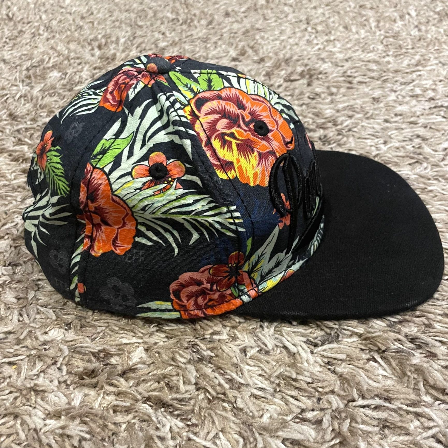 Paradise Neff Paradise Hat Flat Bill Snapback Black Floral Hawaiian Tropical Skate Men One Size Adjustable Cotton Floral Pattern Beach 90s? Size ONE SIZE - 5 Thumbnail