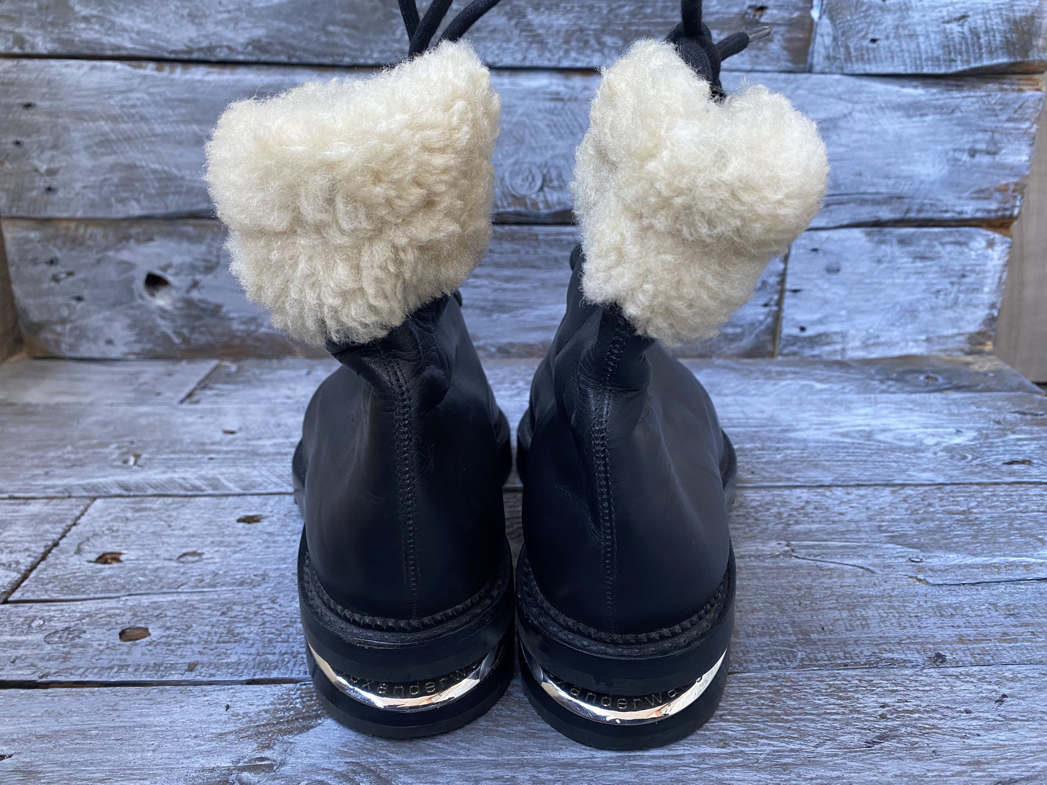 Alexander Wang × Designer Alexander Wang combat black leather shearling boots sz38 Size US 7.5 / IT 37.5 - 6 Thumbnail