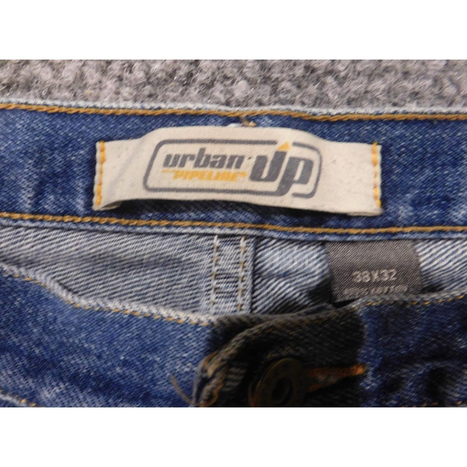 Vintage Urban Pipeline Jeans Mens 38x30 Blue Straight Classic Distressed Jeans 38 Regular Blue Denim Cotton Zip Men Straight 30 In Vintage No Mens Size US 38 / EU 54 - 3 Thumbnail