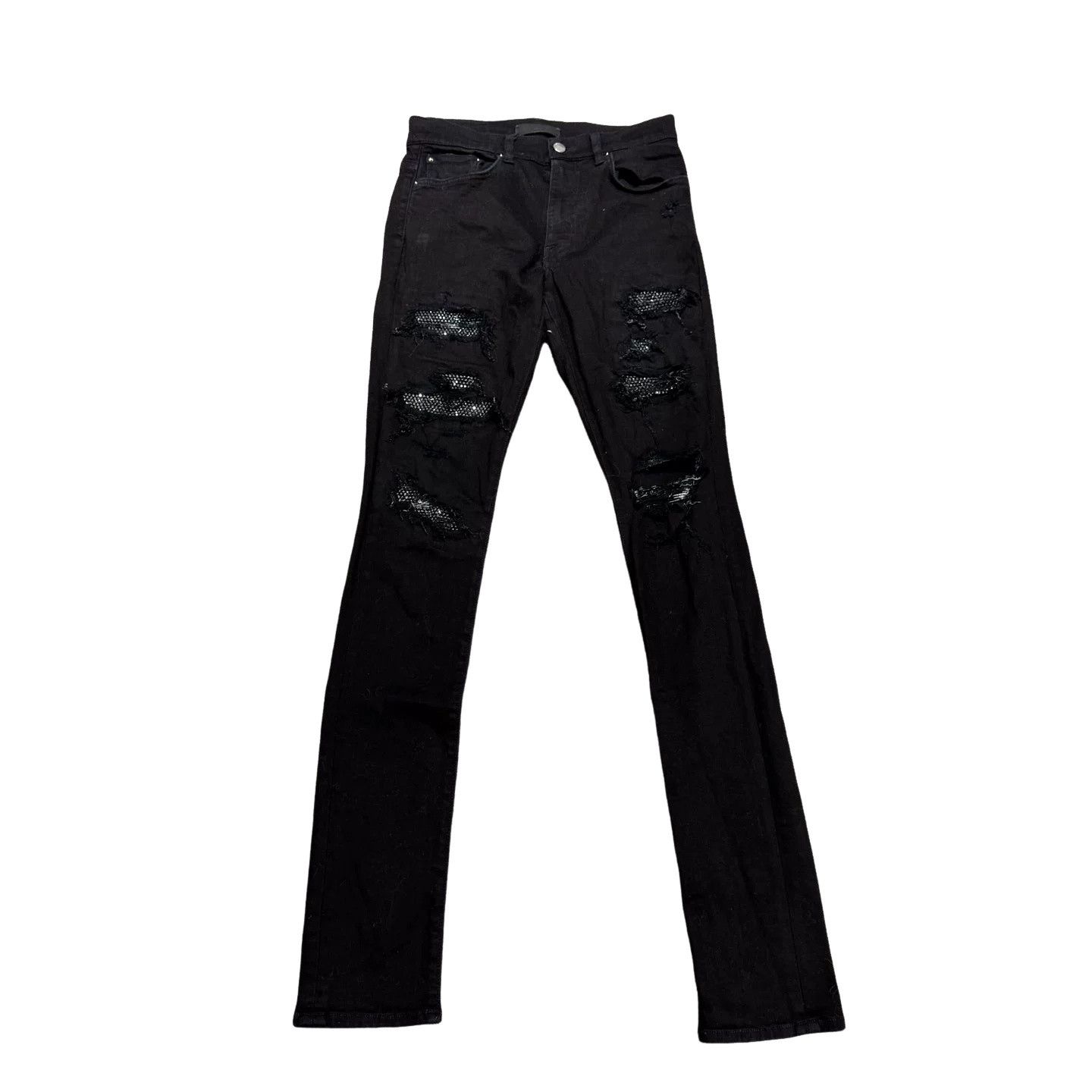 Amiri Amiri Black Crystal Distressed Denim Jeans Size 29 Size US 29 - 1 Thumbnail
