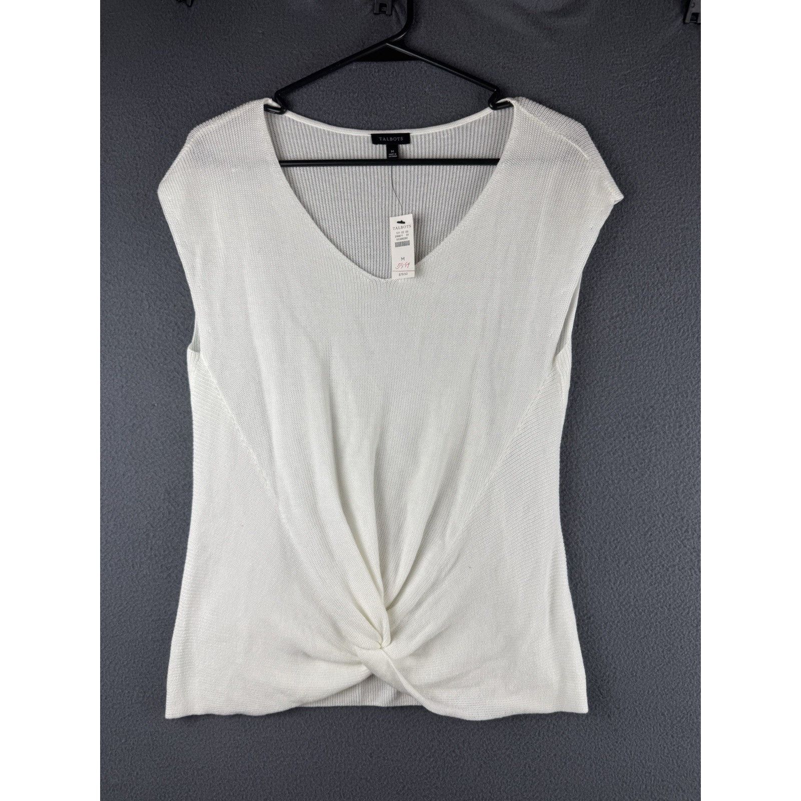 Other NWT $79 Talbots White Blouse Twist Front Knit Top Size M Size M / US 6-8 / IT 42-44 - 1 Thumbnail
