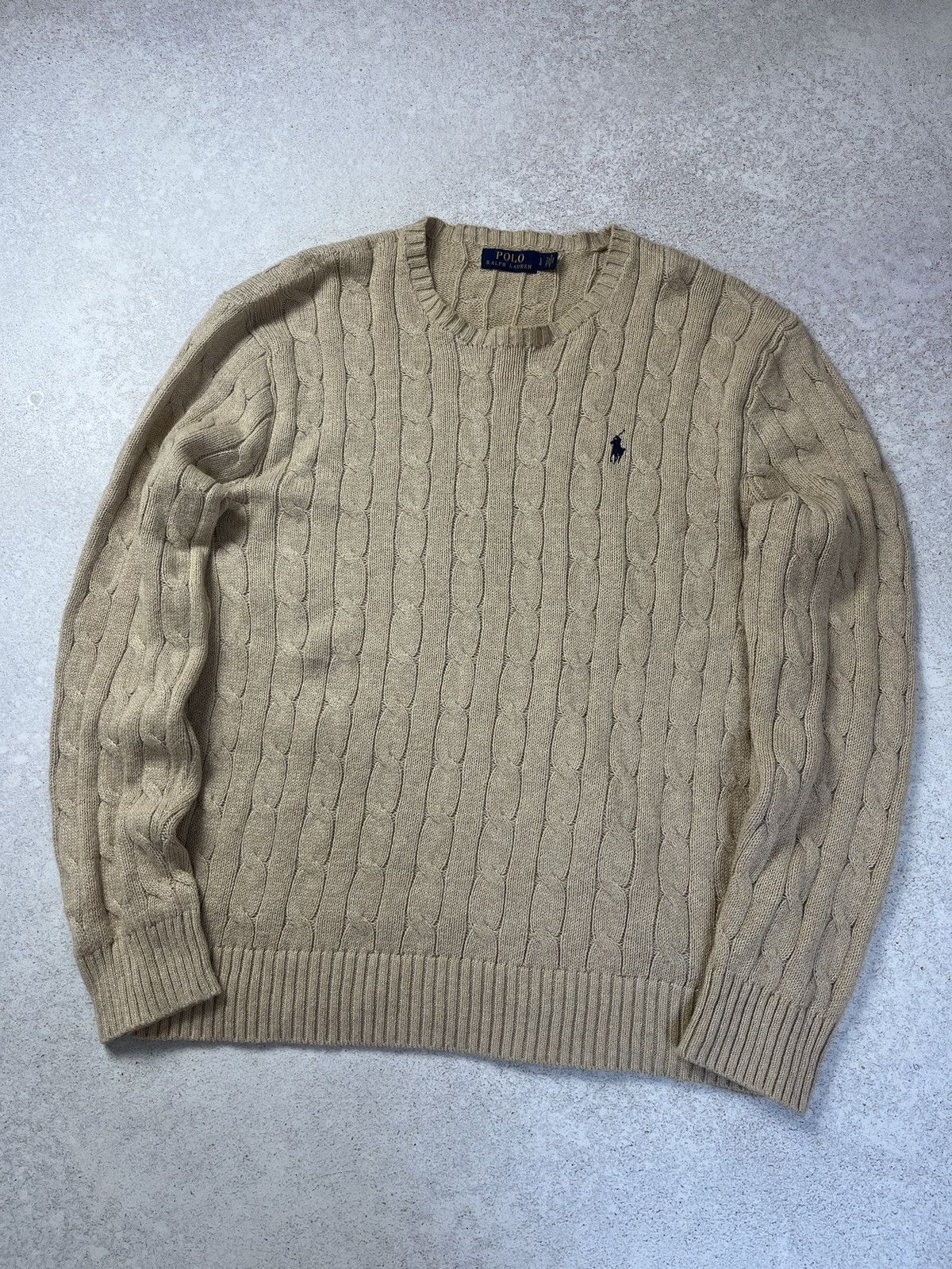 Polo Ralph Lauren Polo Ralph Lauren Golf Cable Knit Crew Neck Sweater Beige Size US L / EU 52-54 / 3 - 1 Thumbnail