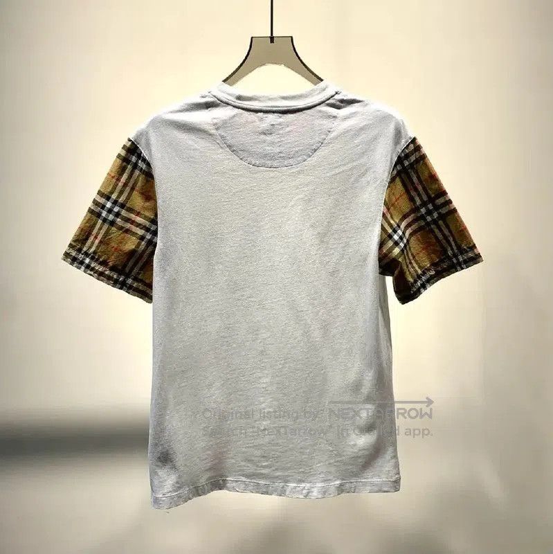 Burberry Burberry White Cotton T-Shirt with Check Sleeves. Size XS / US 0-2 / IT 36-38 - 2 Thumbnail