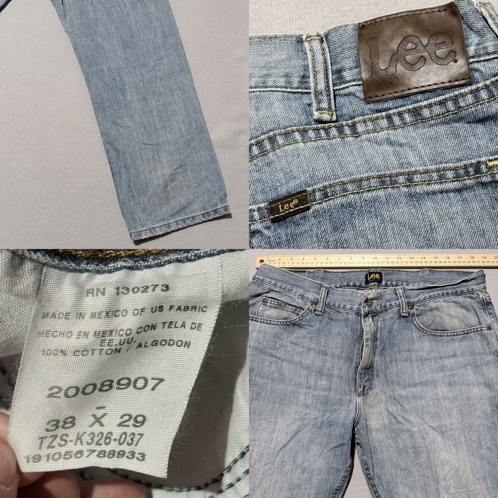 Lee Lee Jeans Jeans Men Distressed Light Wash 5-Pocket Classic Straight Fit 38x29 Blue Size US 38 / EU 54 - 8 Thumbnail