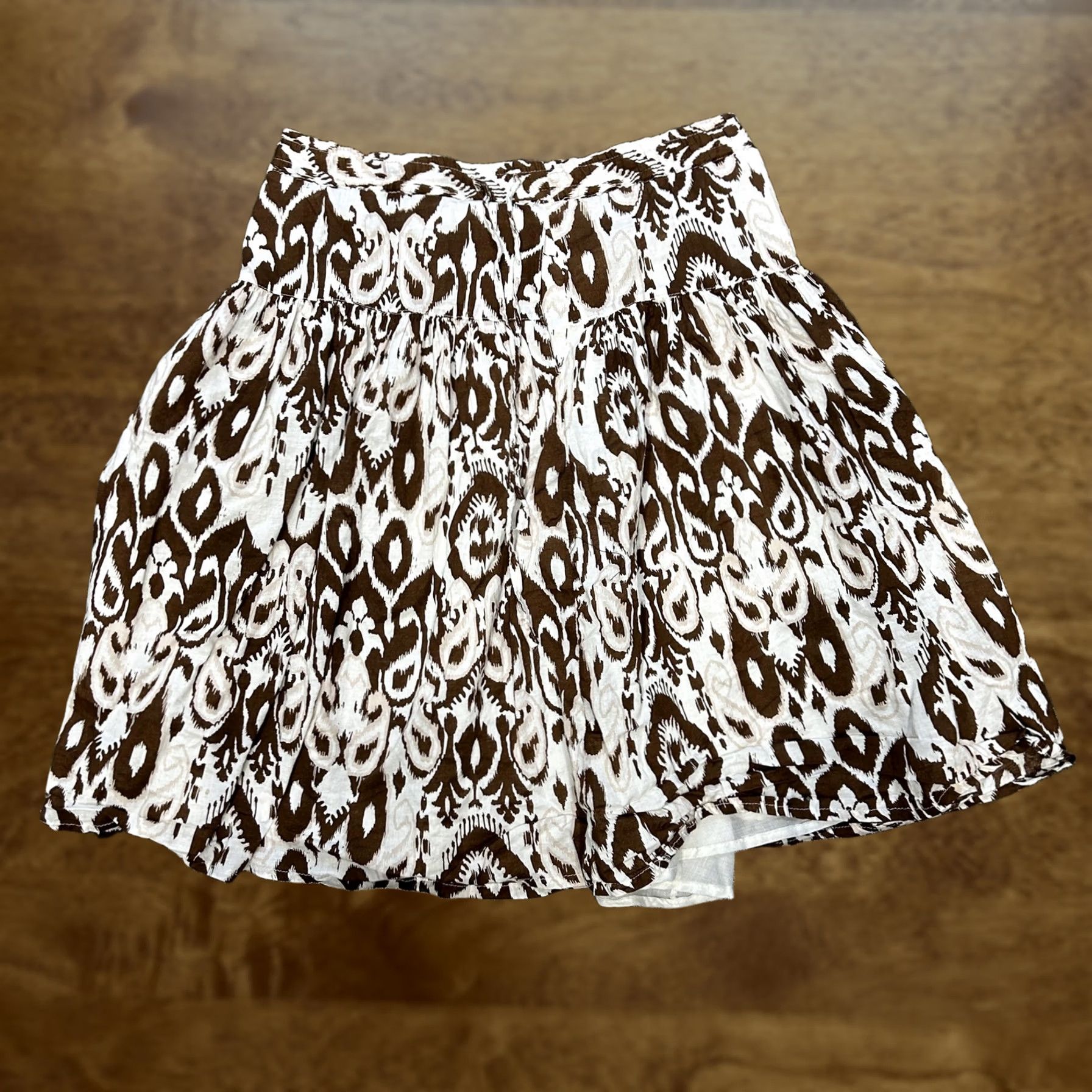 Etro VINTAGE? No — Metro Wear Skirt Womens Small Brown White Ikat A-Line Lined Boho Flowy Casual Size 28" / US 6 / IT 42 - 1 Thumbnail
