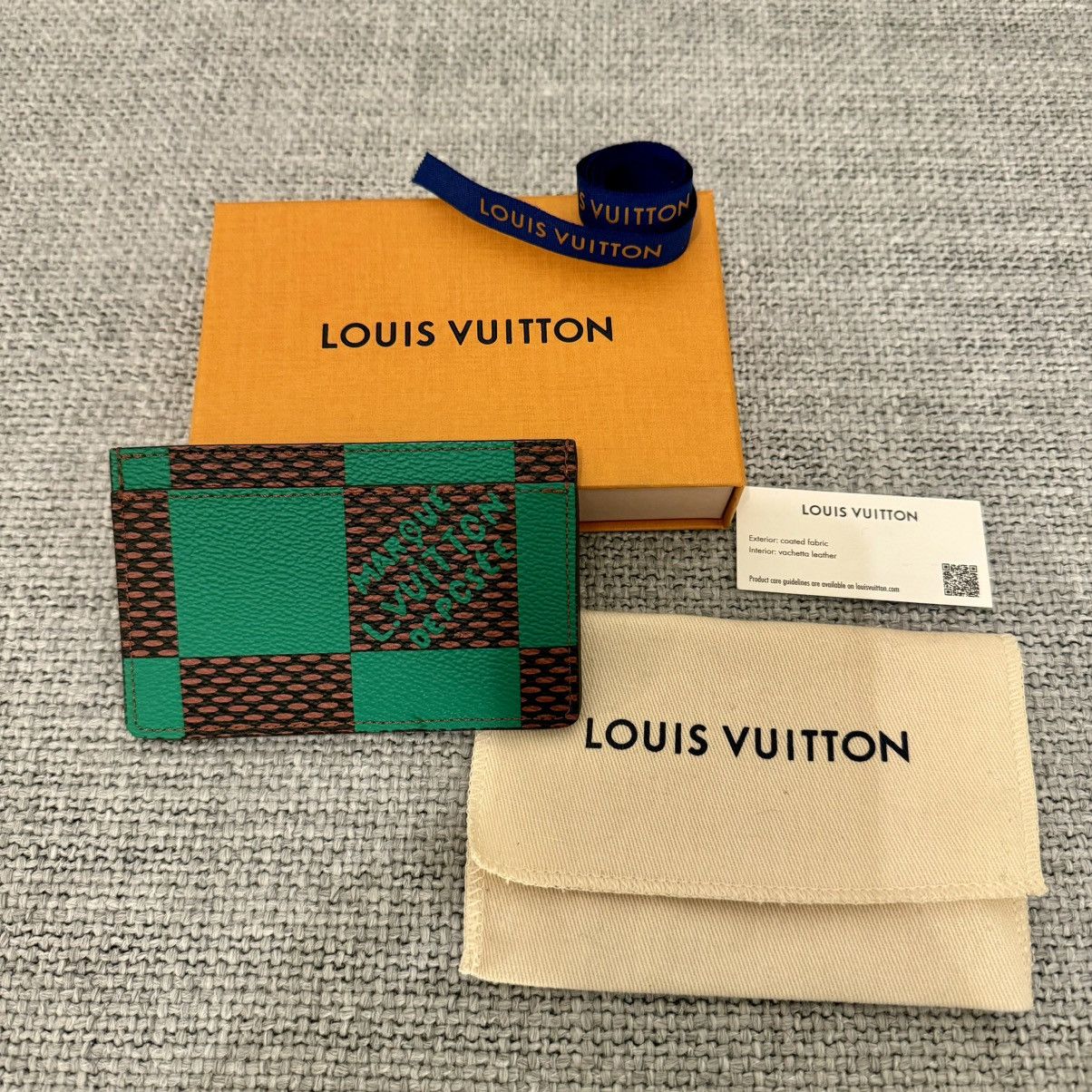 image of Louis Vuitton Damier Pop Card Holder Green, Men's