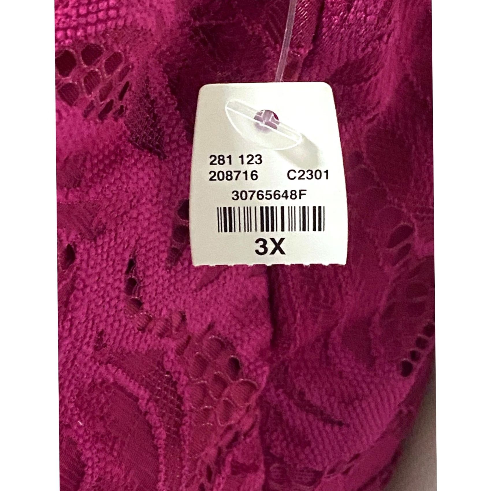 Vintage Maurices Fuchsia Pink Lace Bralette 3XL Racerback NWT Bra Womens Size ONE SIZE - 5 Thumbnail