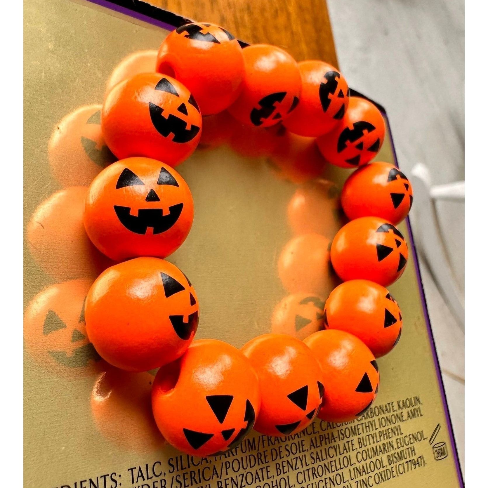 Handmade Jack O Lantern Halloween Stretch Bracelet New Wooden Beads O Size ONE SIZE - 9 Thumbnail