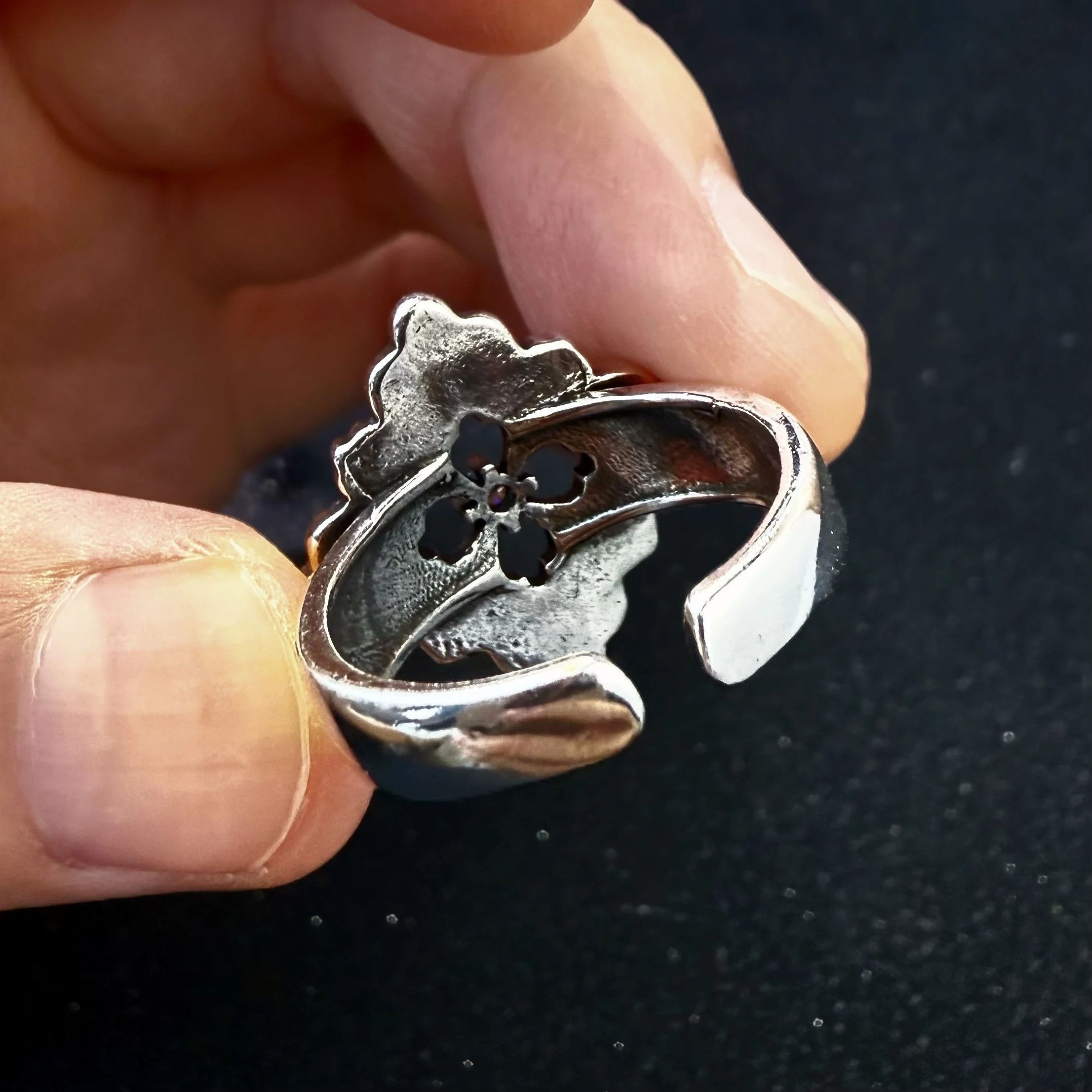 Vintage Retro Lucky Four-leaf Clover Ring Size ONE SIZE - 4 Thumbnail