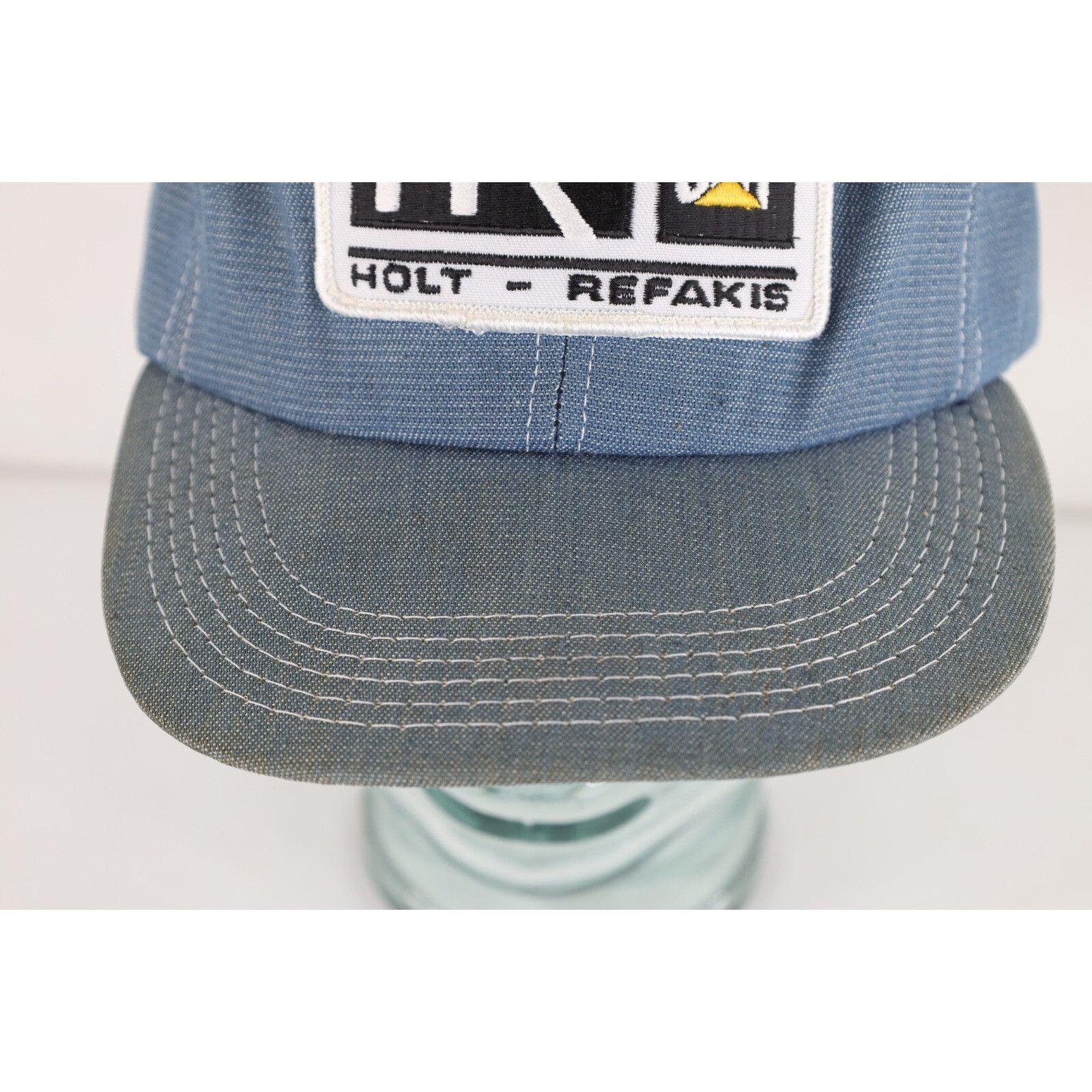 Caterpillar Deadstock Vintage 70s Caterpillar Cat Spell Out Chambray Hat Size ONE SIZE - 2 Thumbnail