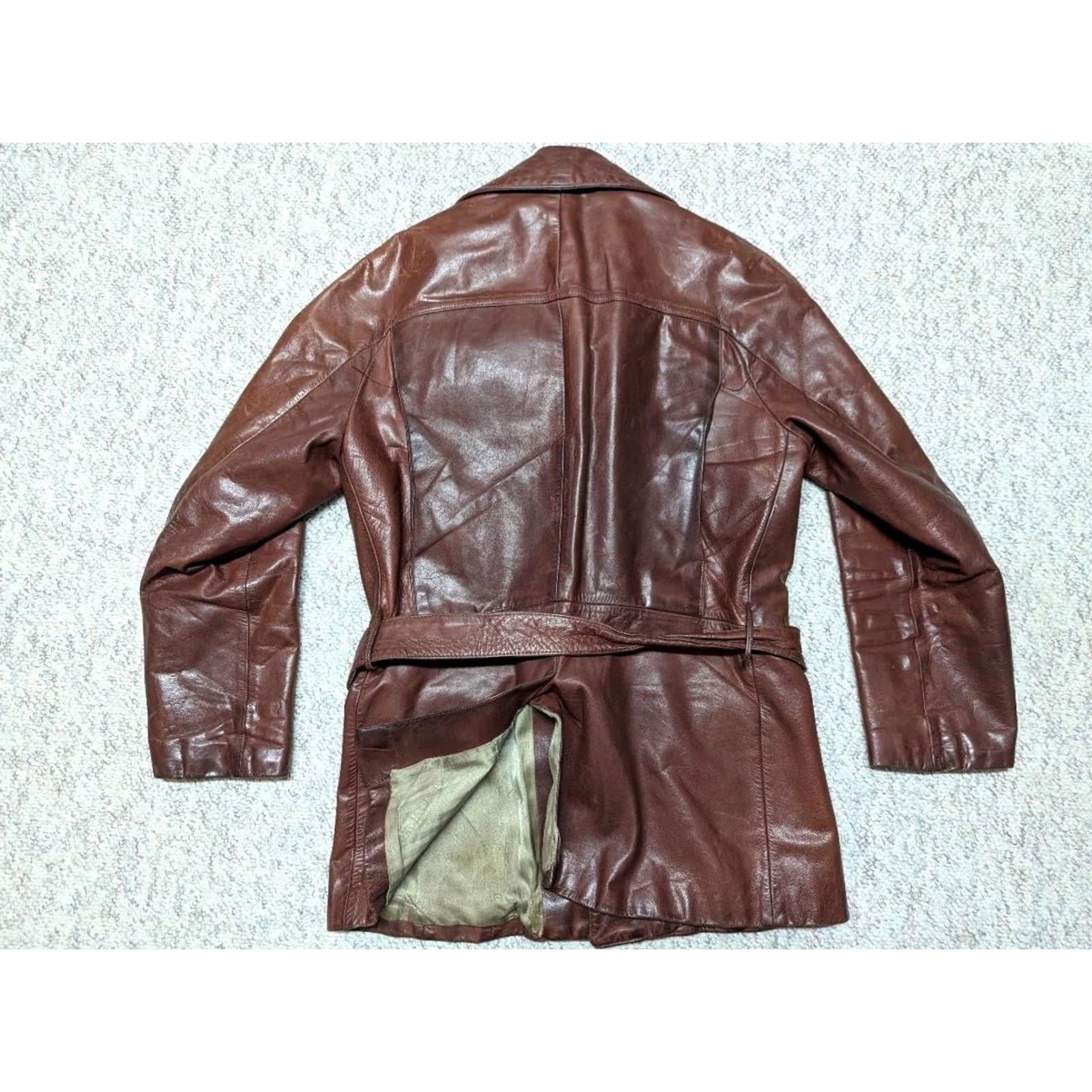 Vintage VINTAGE 1950s HORSEHIDE brown leather BELTED jacket coat 38 MOTORCYCLE norfolk Mens Size US S / EU 44-46 / 1 - 2 Thumbnail