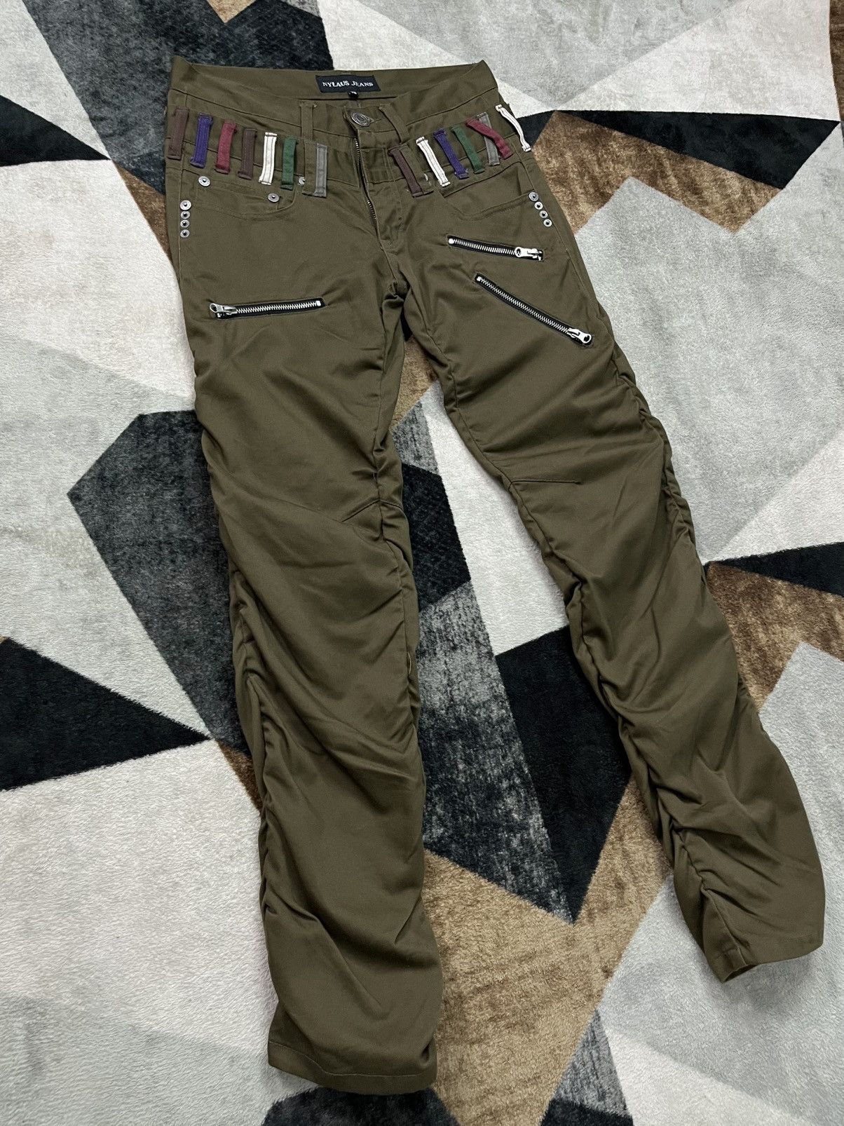 Hysteric Glamour Y2K Nylaus Double Waist Twisted Leg Green Pants Cotton Size US 30 / EU 46 - 2 Thumbnail