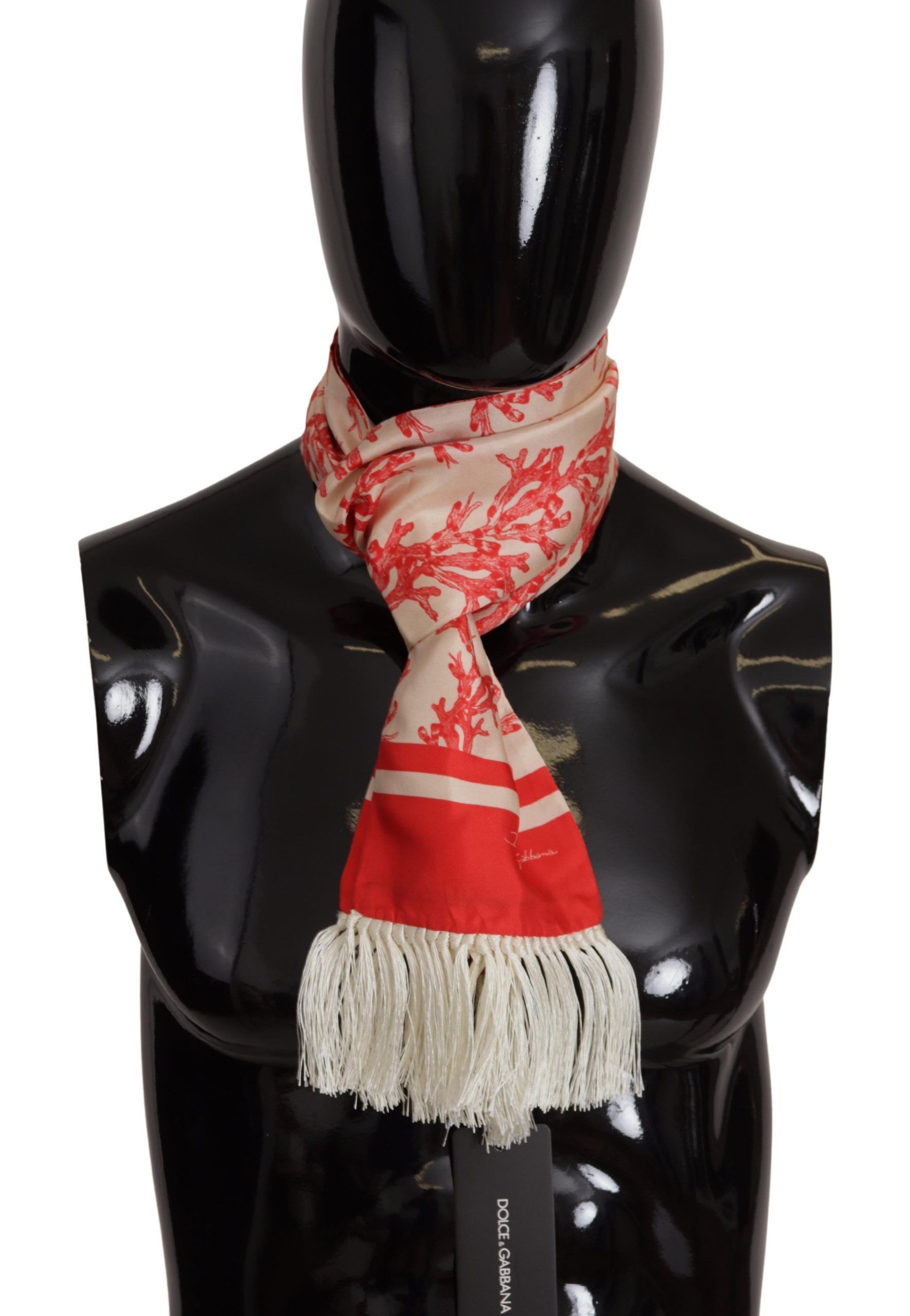 Dolce & Gabbana Elegant Silk Men's Scarf Wrap - Red Coral Men's Print Size ONE SIZE - 1 Thumbnail