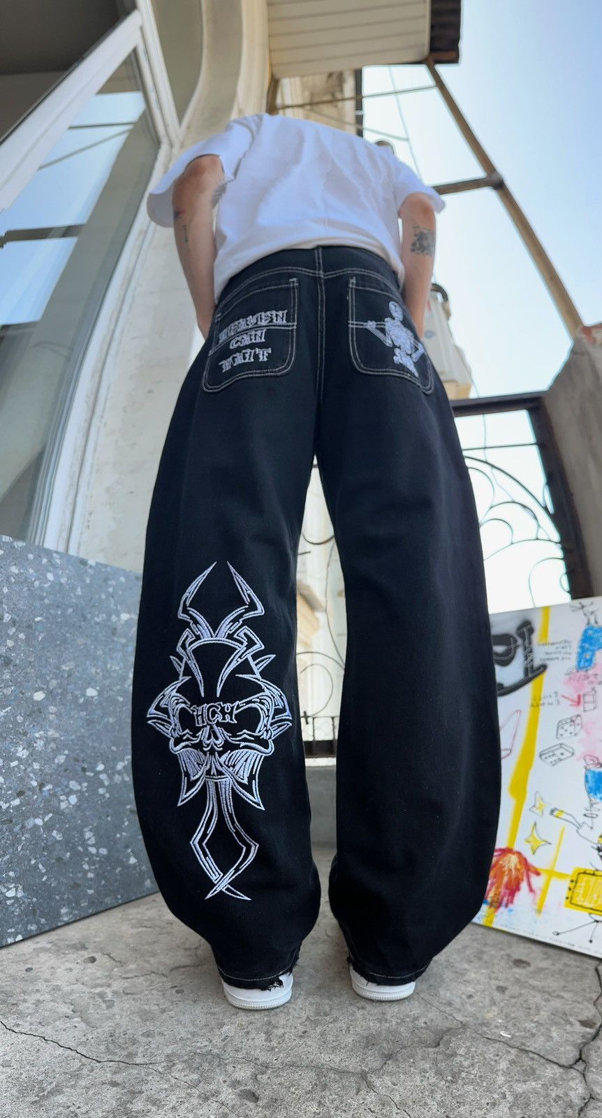Other Skull Tribal Jeans baggy jnco style vintage skate fit
