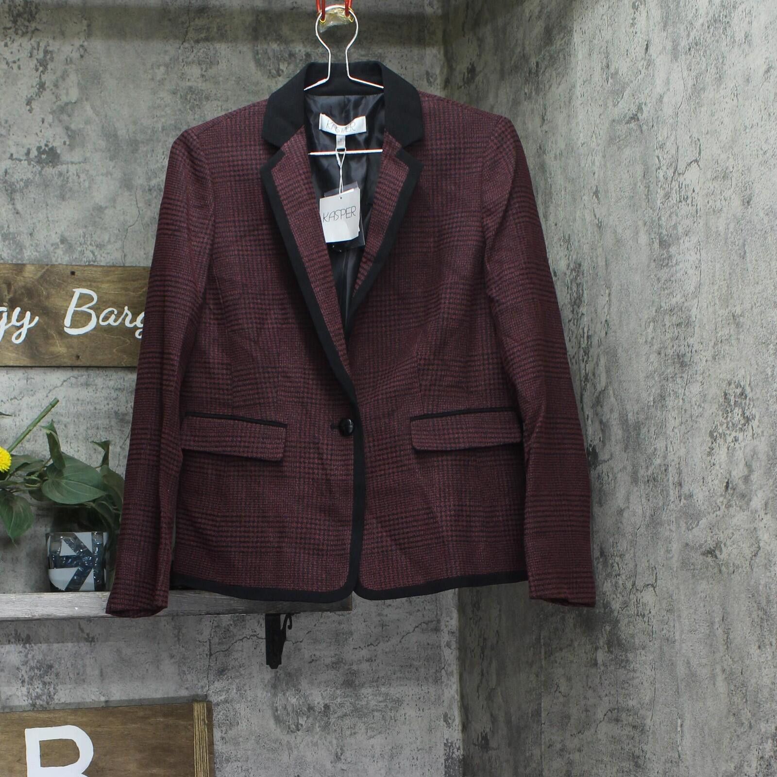 Other Nwt Kasper Jacket Notch Collar Blazer Shiraz Red / Black 4 Size S / US 4 / IT 40 - 1 Thumbnail