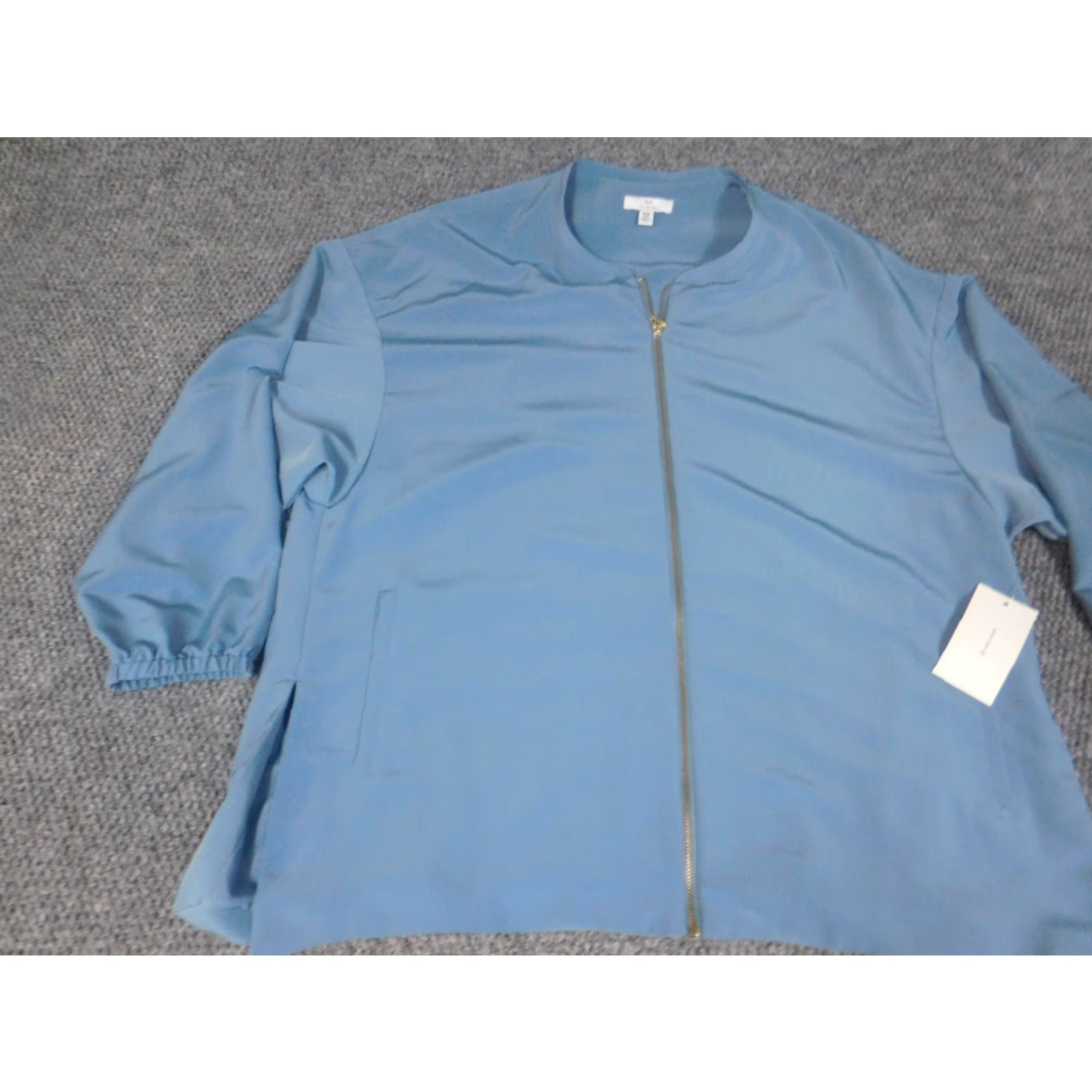 Vintage H by Halston Womens Jacket Medium Blue Zip Jacket Regular Womens Winter Full Zip Casual Size M / US 6-8 / IT 42-44 - 3 Thumbnail