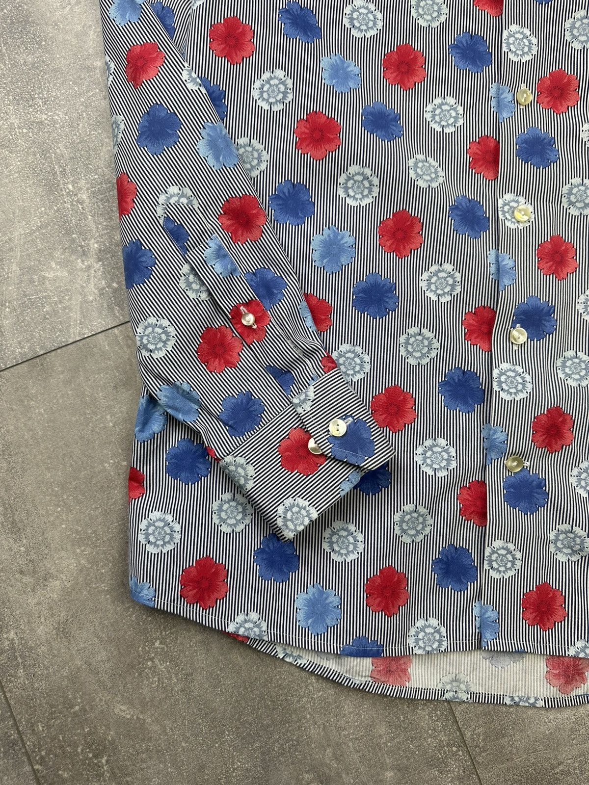 Vintage Eton Striped Shirt Button Up Flowers Print Size US L / EU 52-54 / 3 - 3 Thumbnail