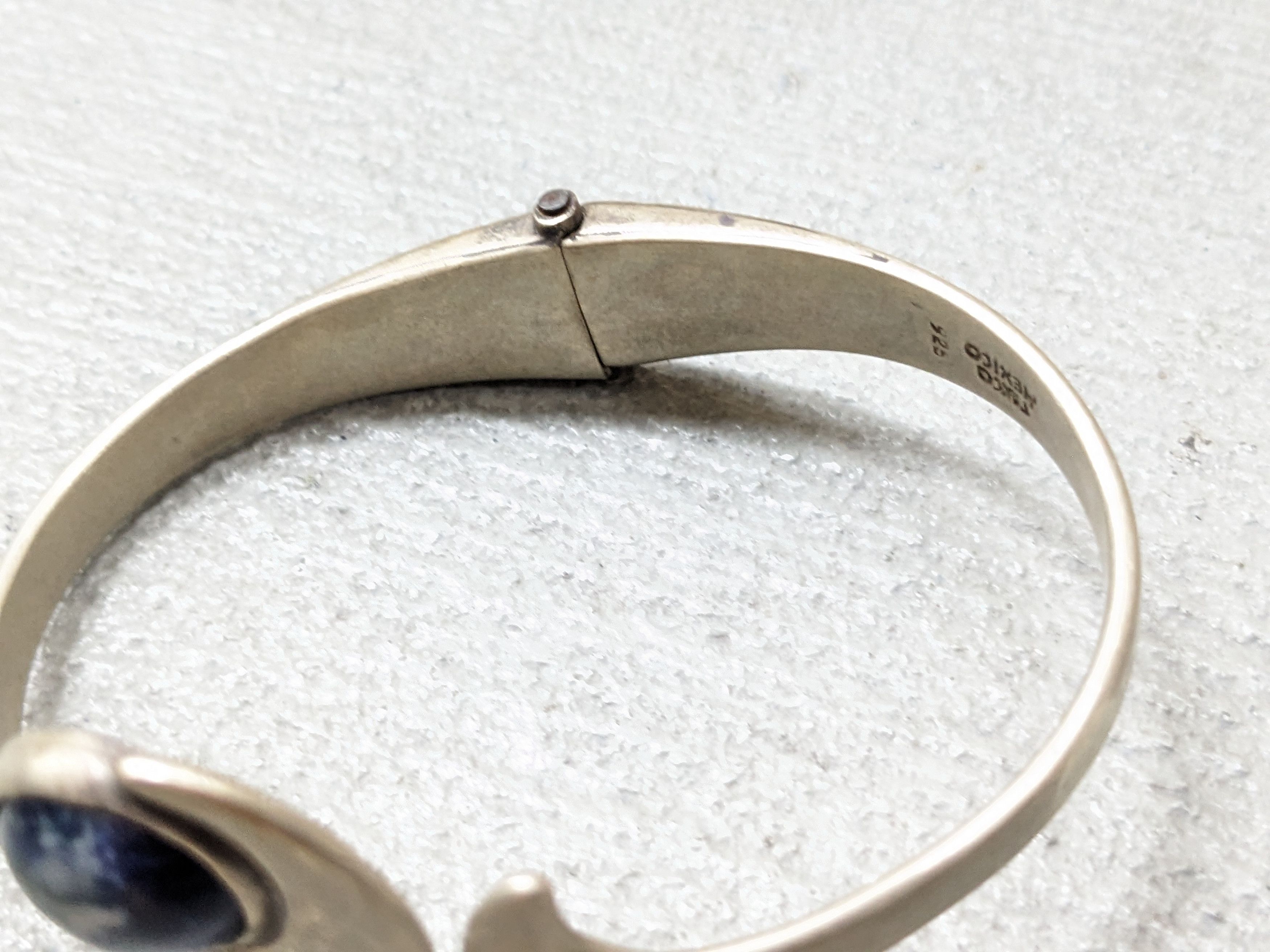 Jewelry Vintage Sterling Silver Bracelet Hinge Modern Avant Garde 7" Size ONE SIZE - 9 Thumbnail