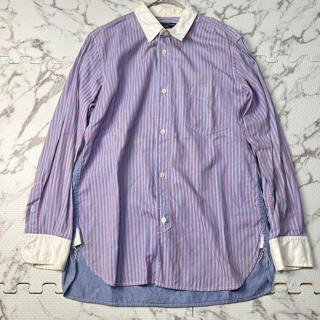 COMME des GARÇONS HOMME Striped Long Sleeve Shirt Blue M