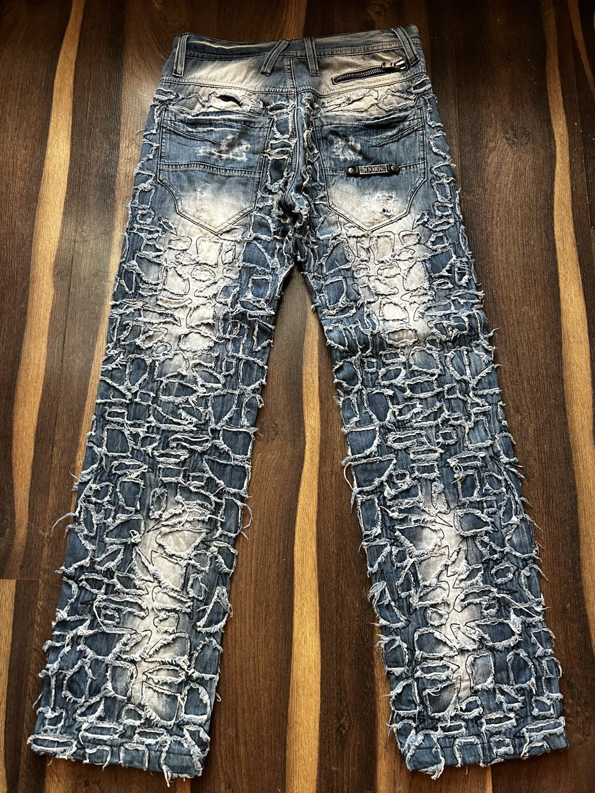 If Six Was Nine Vintage Jeneric patched distressed moto denim jeans Size US 32 / EU 48 - 2 Thumbnail