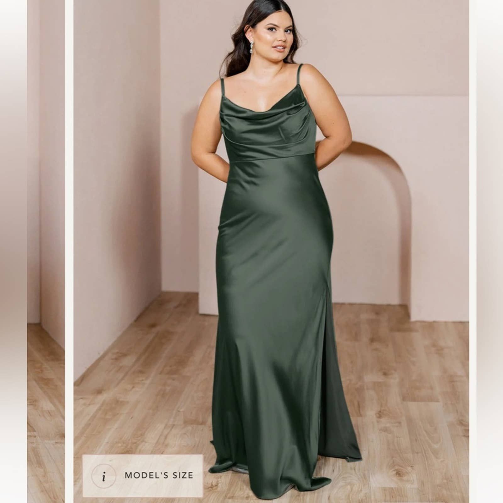 Other Revelry Skye Satin Dress Olive green maxi bridesmaid dress | Grailed