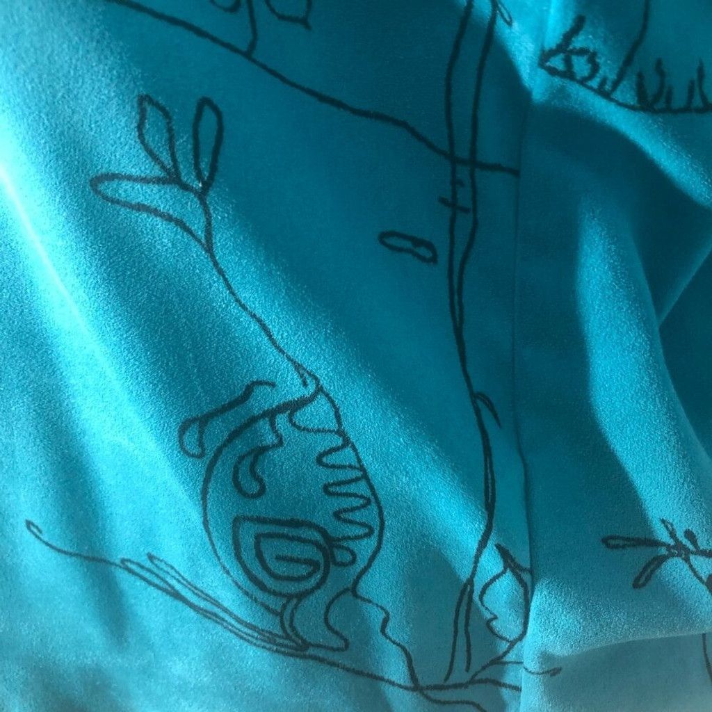 Chicos shirt teal aqua faux suede stick animal Avant Garde Sz L (3) Size L / US 10 / IT 46 - 7 Thumbnail