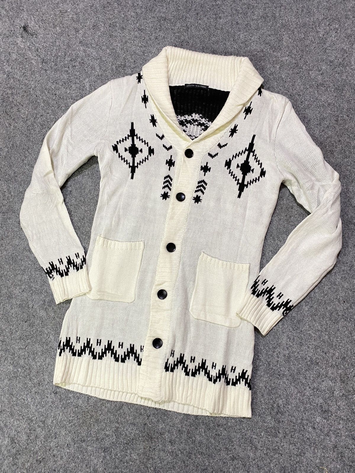 Designer × Issey Miyake × Japanese Brand Rare Tete Homme Issey Miyake Wool Navajo Cardigan Size US M / EU 48-50 / 2 - 3 Thumbnail
