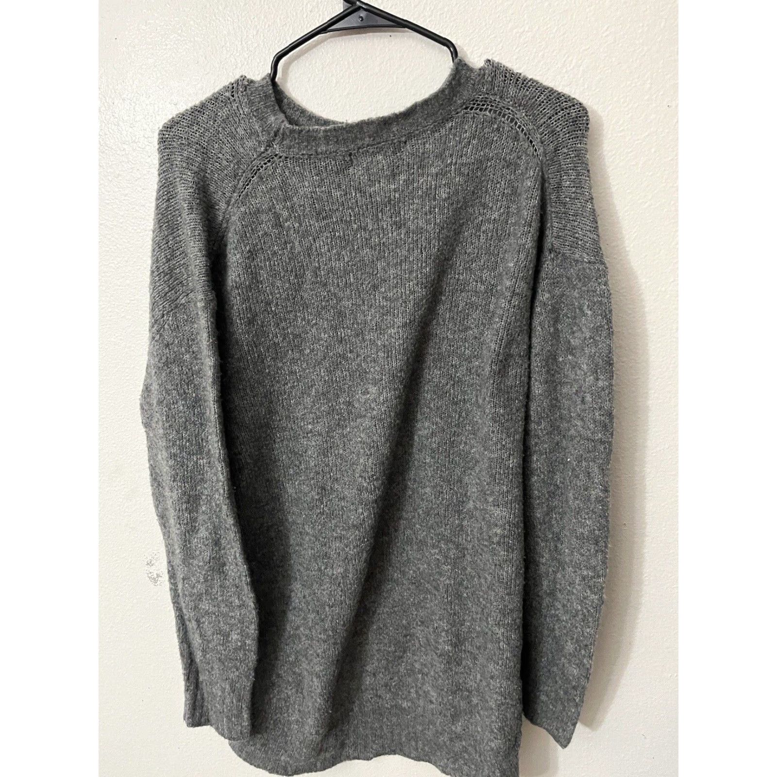 Zara ZARA Sweater Adult Small Gray Knit Crew Neck Pullover Acrylic Blend Check Pattern Womens Size S / US 4 / IT 40 - 2 Thumbnail
