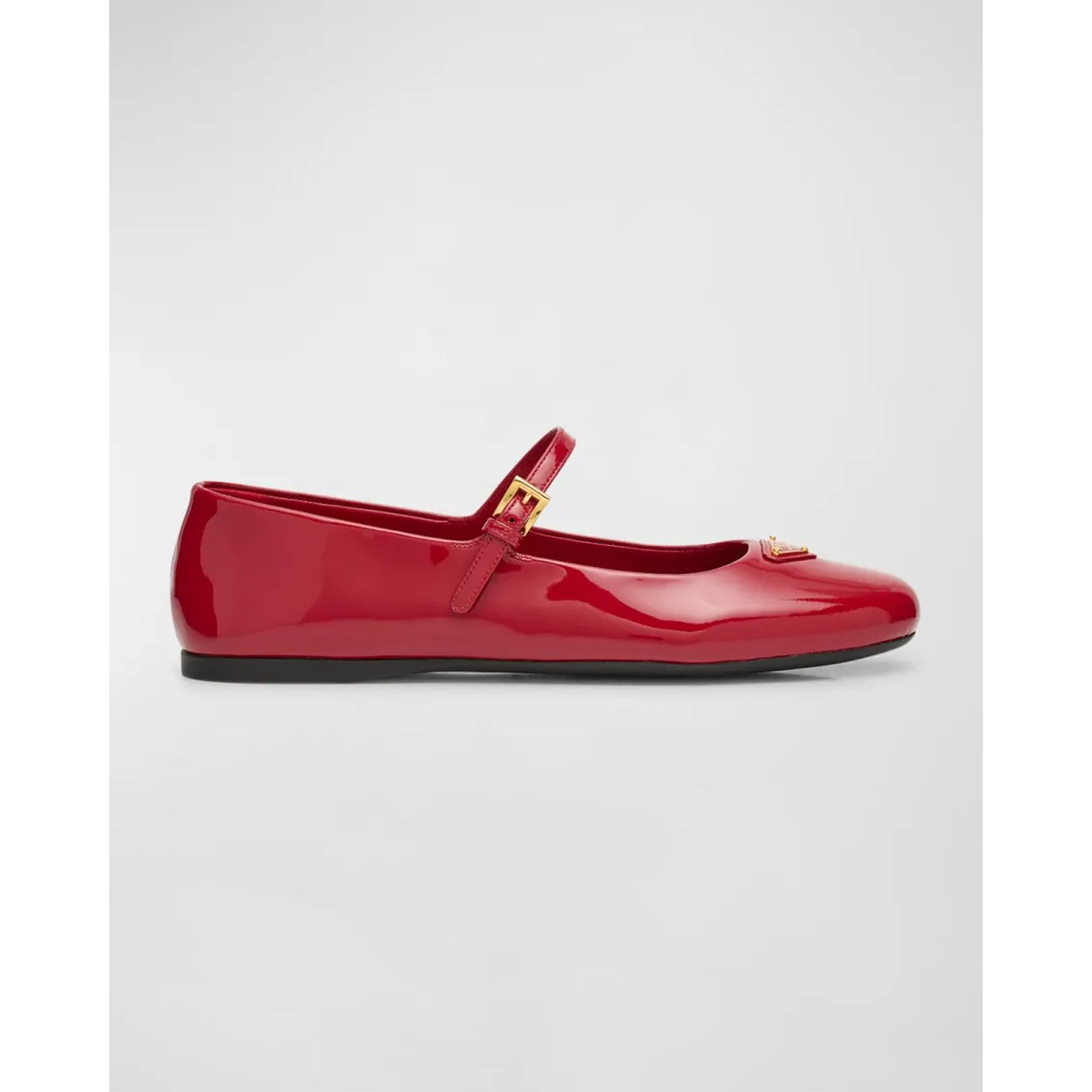 Prada Prada Cherry Red Patent Gold Triangle Logo Mary Jane Size US 8.5 / IT 38.5 - 3 Thumbnail