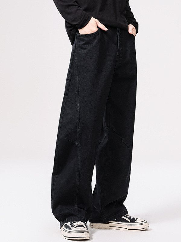Japanese Brand Men's Black Washed Loose-fitting Retro Curved Jeans Size US 32 / EU 48 - 1 Thumbnail