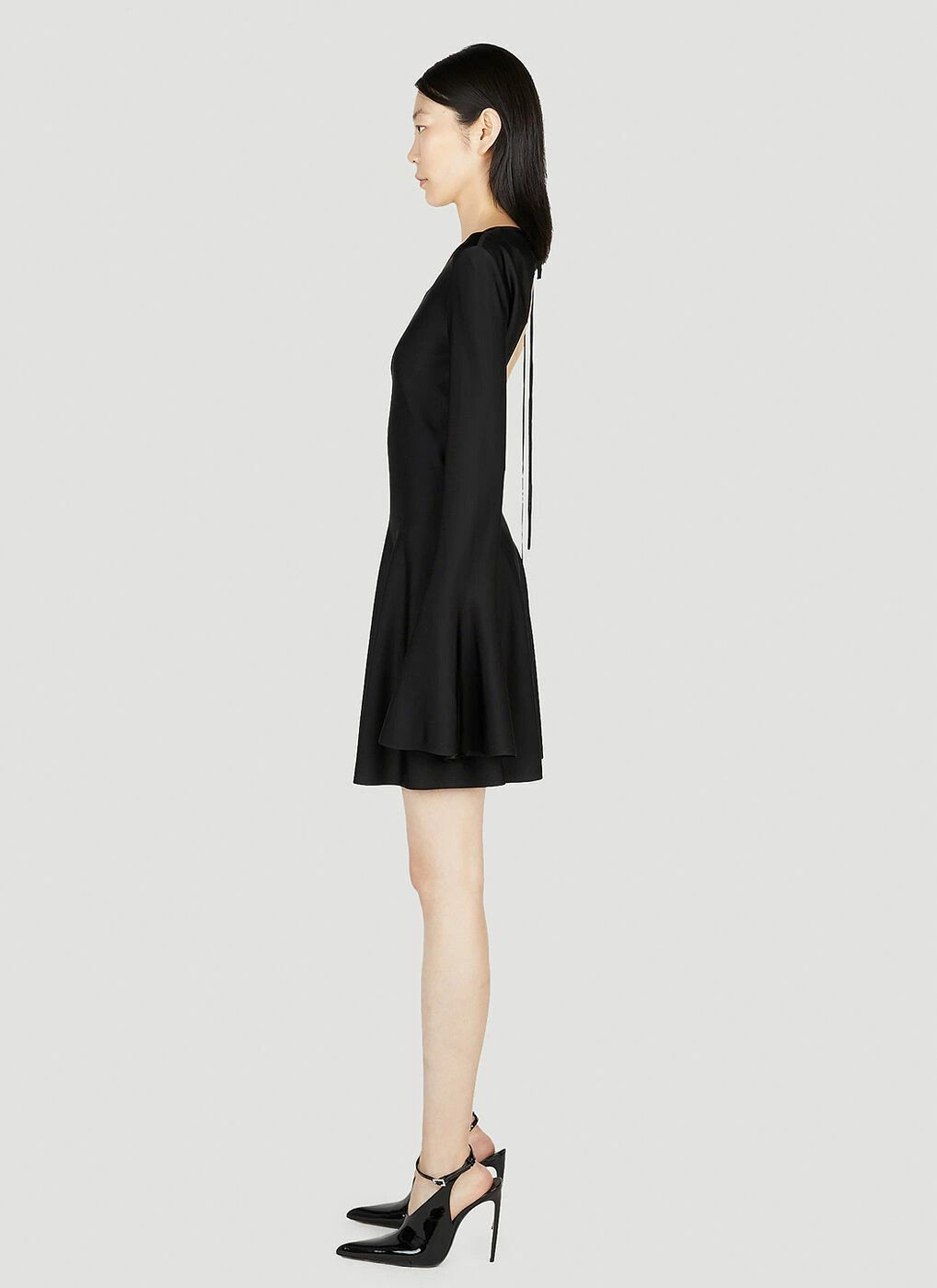 Saint Laurent Paris o1s1wg110425 732897 Skater Dress in Black Size L / US 10 / IT 46 - 5 Thumbnail