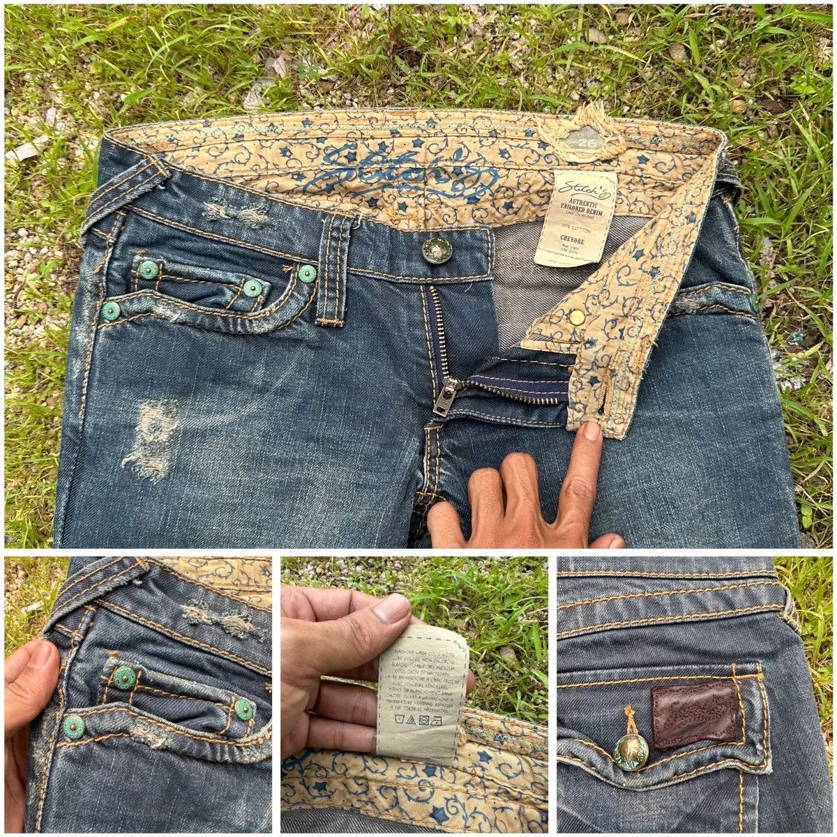 Cherokee CHEKORE JAPANESE BRAND DENIM RIPPED FLARED JEANS PANTS Size US 29 - 14 Thumbnail