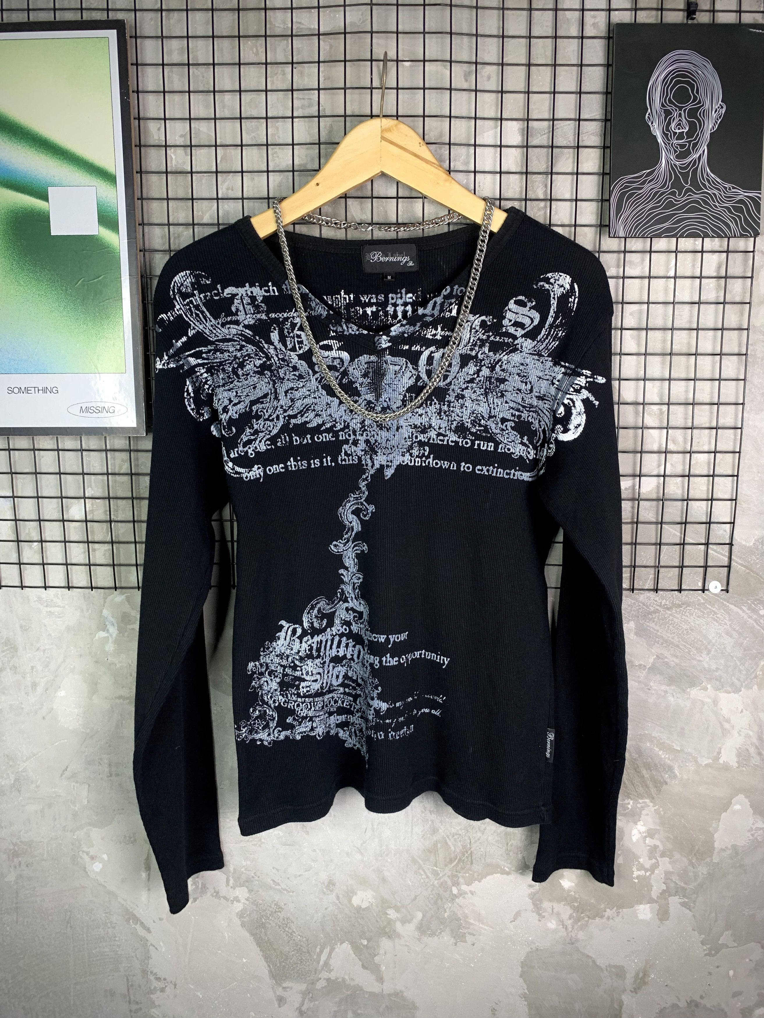 BERNINGS SHO Y2K Bernings Sho Cyber Goth Poem Thermal Long Sleeve Size US M / EU 48-50 / 2 - 1 Thumbnail