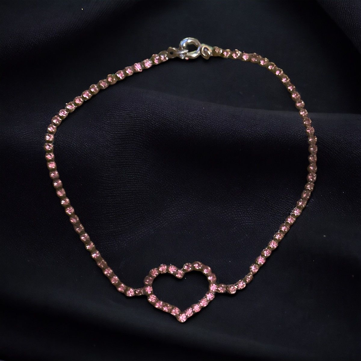 Vintage Vintage pink heart tennis anklet Size ONE SIZE - 1 Thumbnail