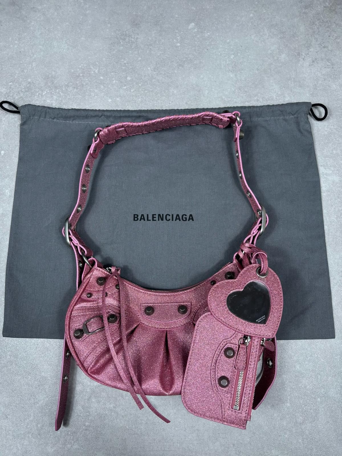 Balenciaga Balenciaga Le Cagole XS Glitter Pink Heart Mirror New Size ONE SIZE - 2 Thumbnail