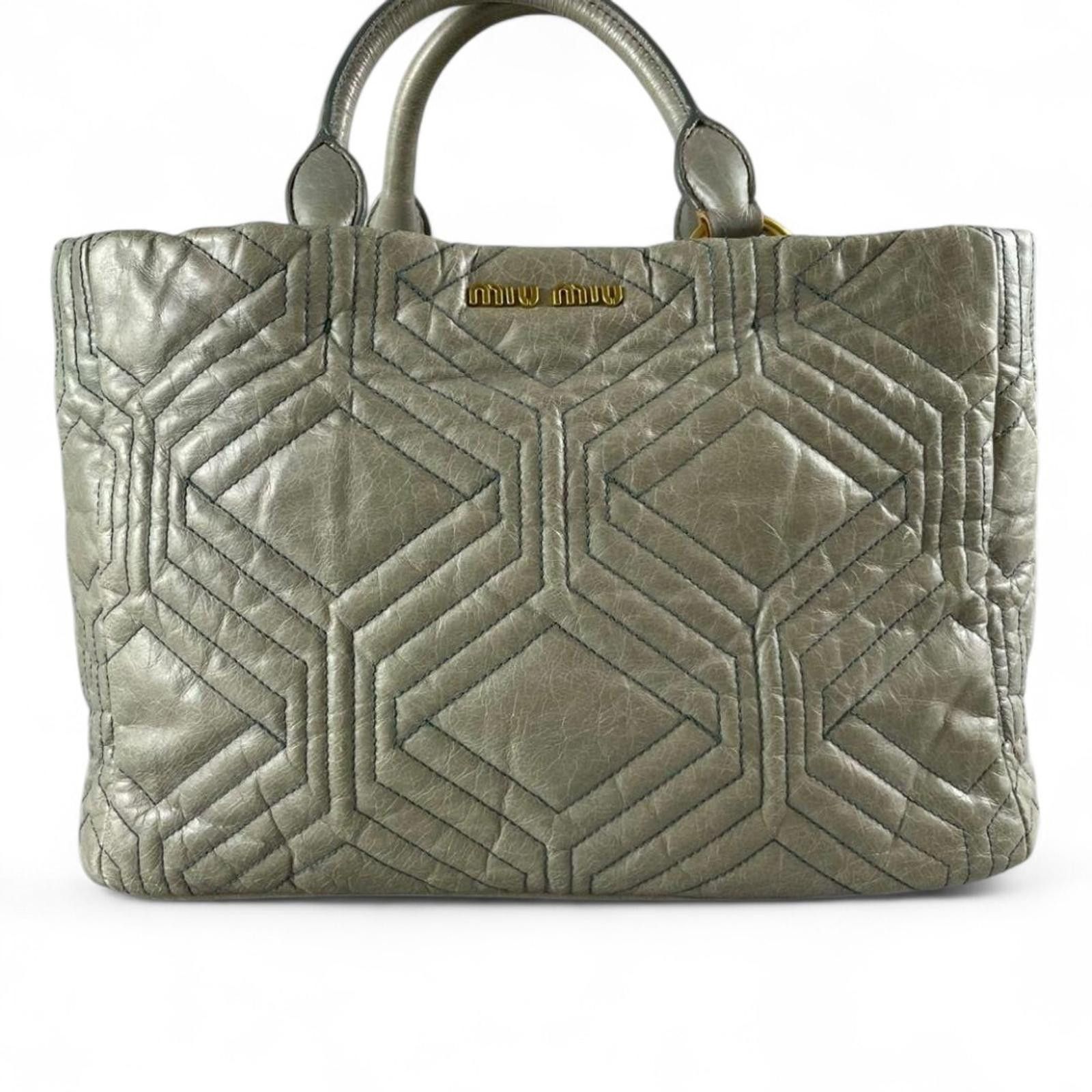 Miu Miu Miu Miu - Quilted Leather Handbag Grey Size ONE SIZE - 2 Thumbnail