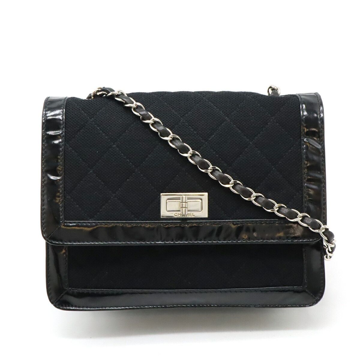 Chanel Chanel Canvas Patent Leather 2.55 Matelasse 2Way Chain Bag Canvas Shoulder Bag 2.55 in Black, Women's