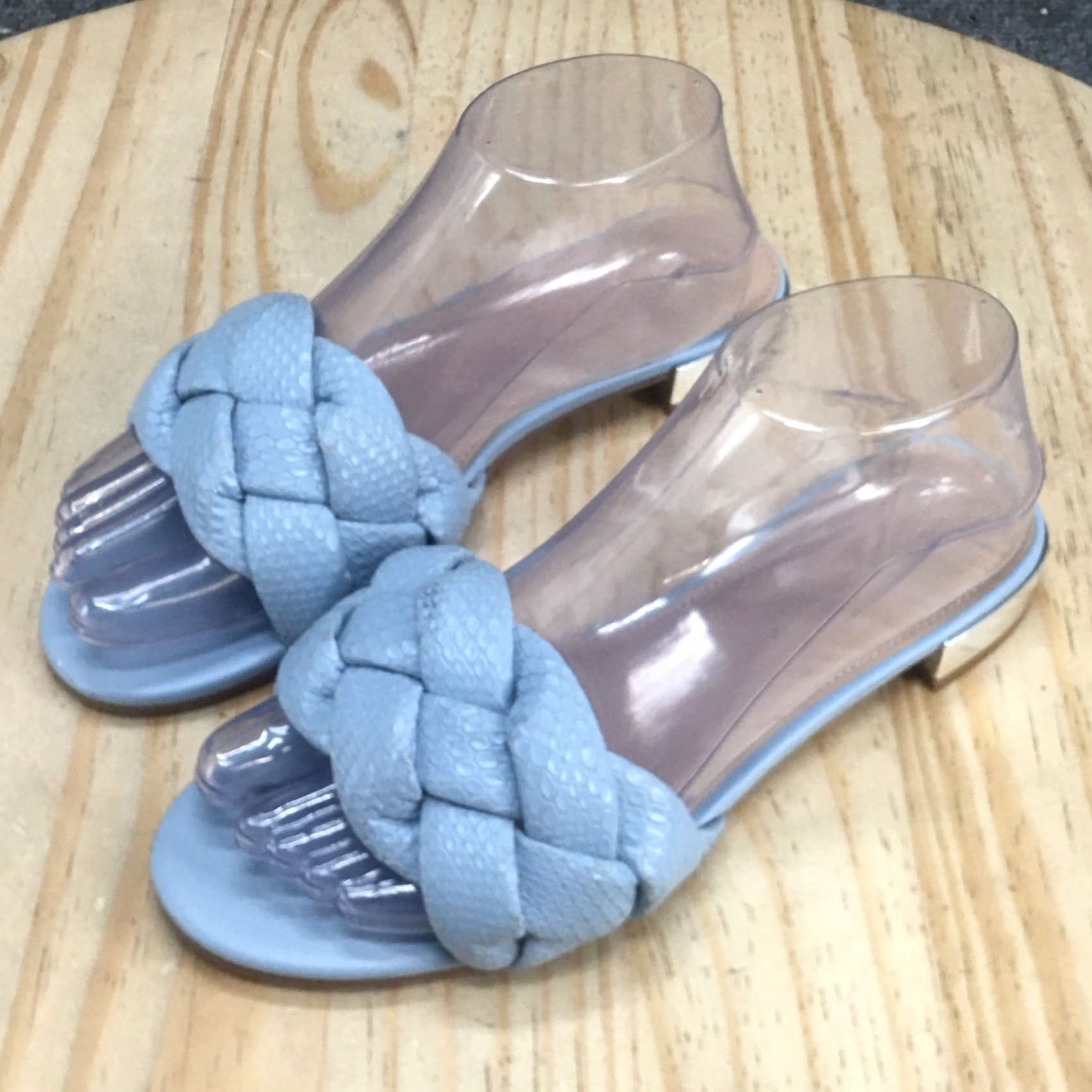 BCBGeneration BCBGeneration Sandals Womens 7M Deelo Braided Slide Blue Leather Casual Open Toe Size US 7 / IT 37 - 6 Thumbnail