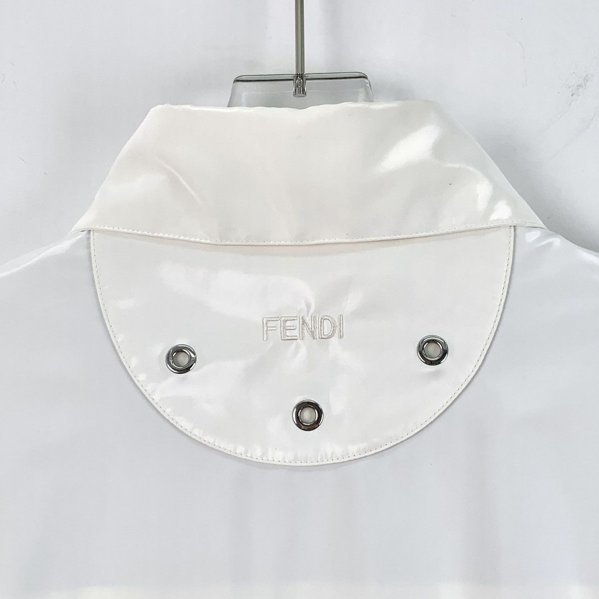 Fendi Fendi White Patent Leather Collared Long Sleeve Shirt K26WX Size S / US 4 / IT 40 - 5 Thumbnail