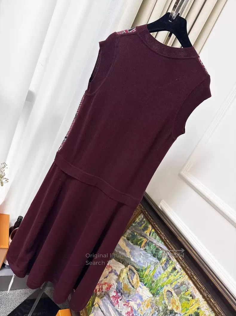 Hermes Hermes Burgundy silk and wool knitted vest dress Size XS / US 0-2 / IT 36-38 - 2 Thumbnail
