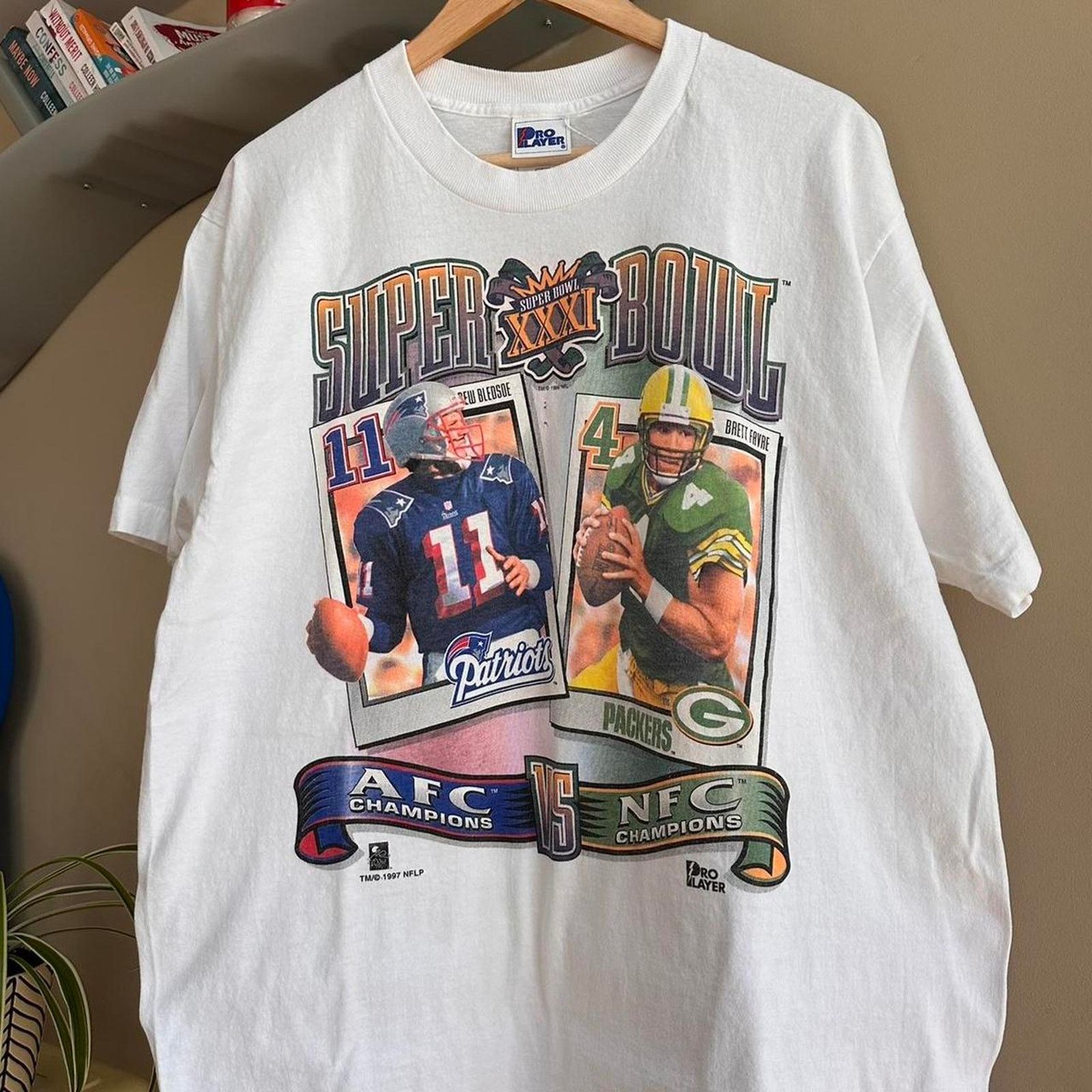 Pro Player × Vintage Vintage 1997 Bledsoe Vs Favre Super Bowl Shirt Size US L / EU 52-54 / 3 - 2 Thumbnail