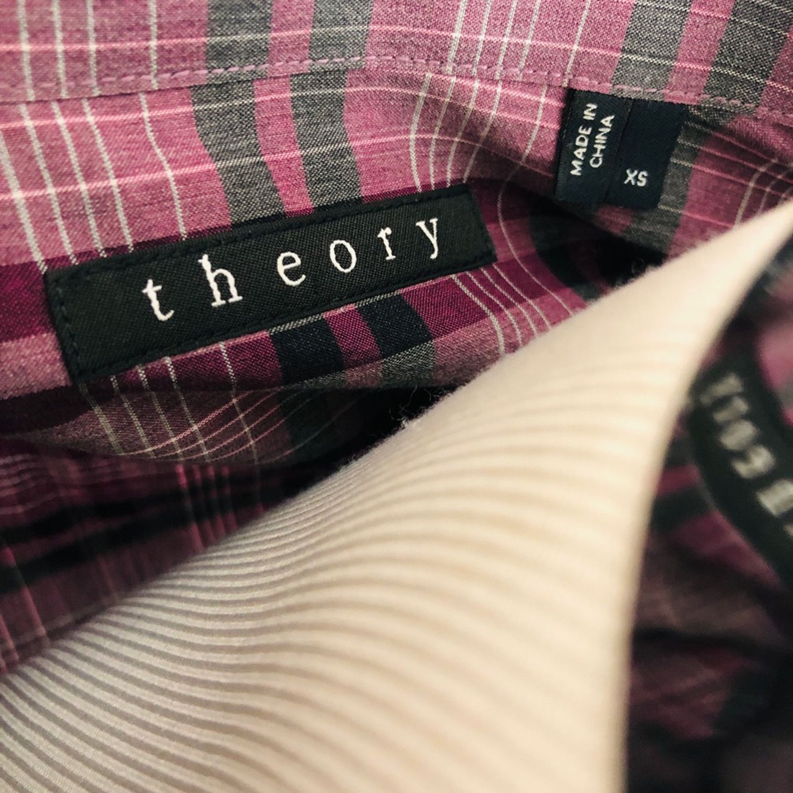 Theory Theory Button Front Shirt Purple Plaid Long Sleeve Collar XS Size US XS / EU 42 / 0 - 6 Thumbnail